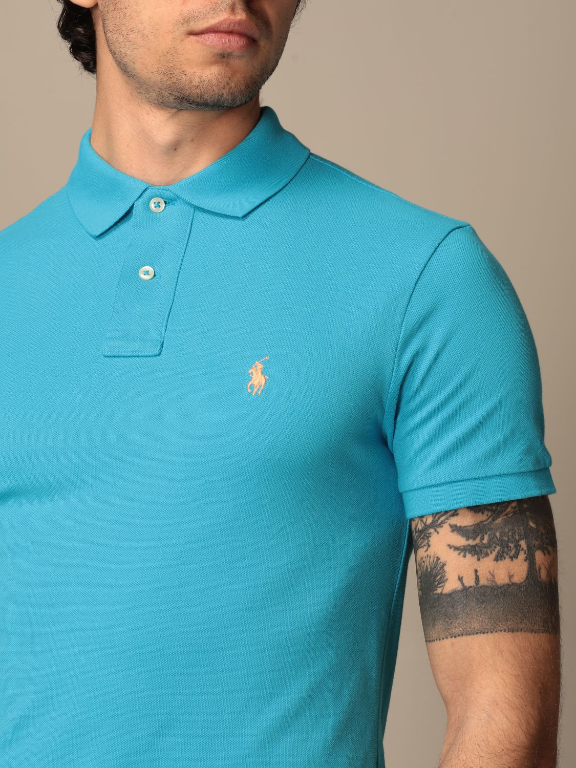 Polo Ralph Lauren Outlet: slim fit cotton polo shirt - Turquoise | Polo ...