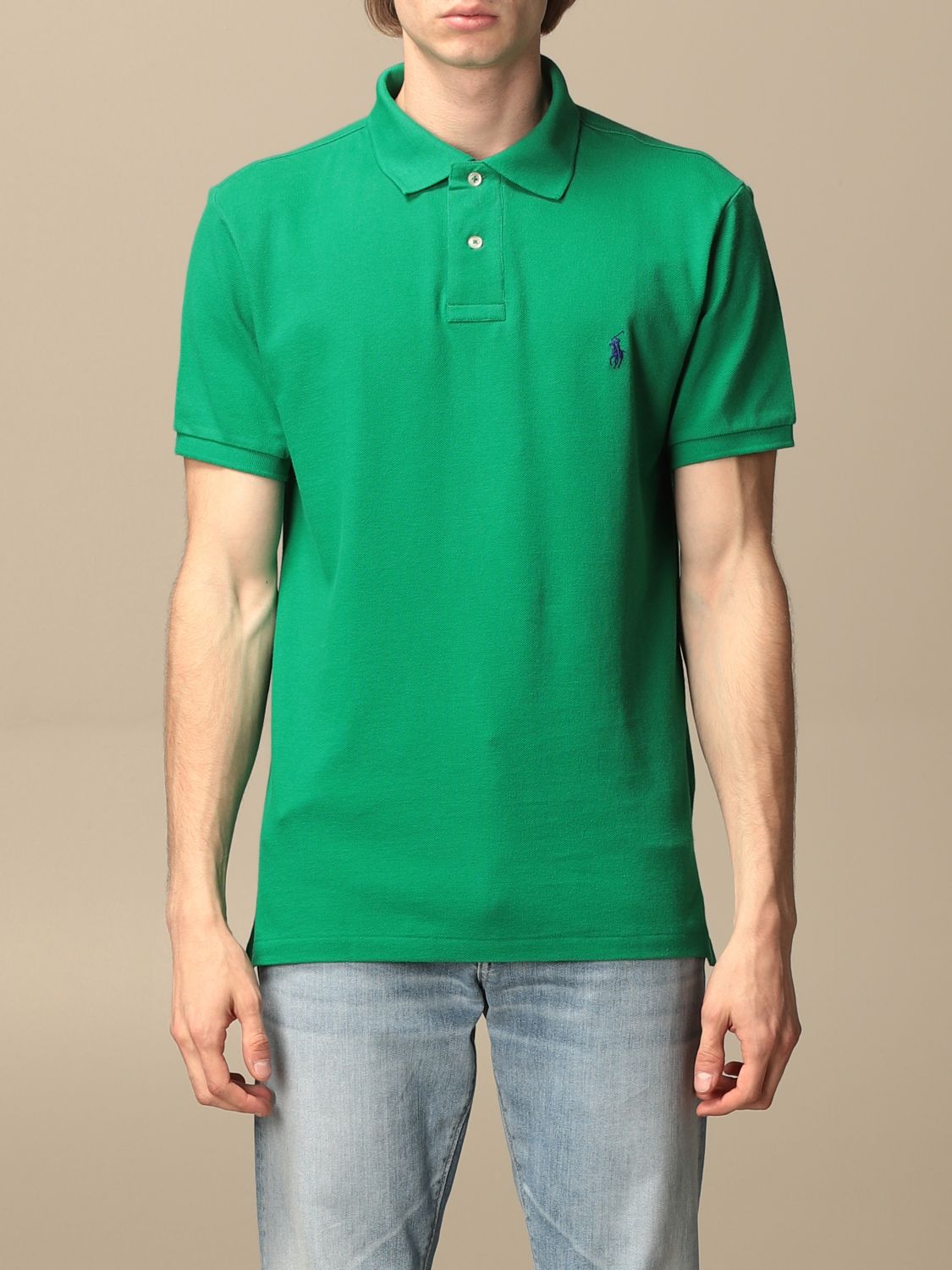 Polo Ralph Outlet: slim fit cotton polo shirt - Green Polo Ralph Lauren polo shirt 710795080 online GIGLIO.COM