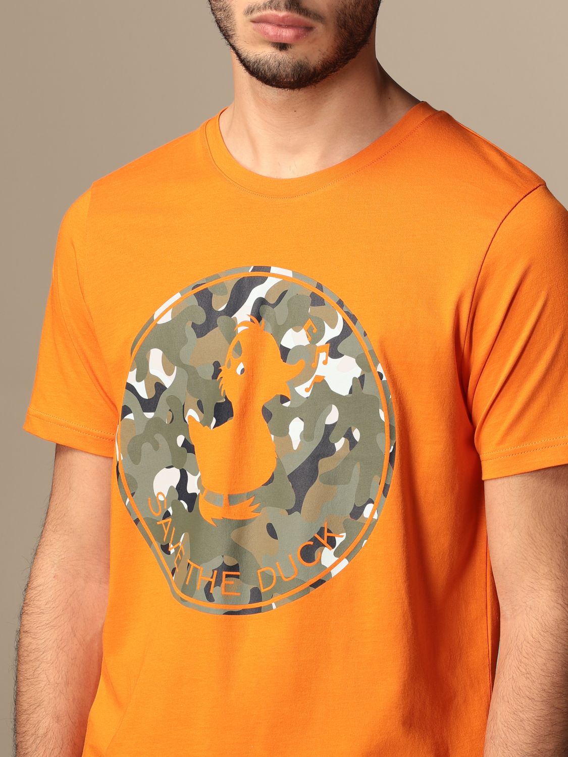 Save The Duck Outlet: cotton T-shirt with big print - Orange