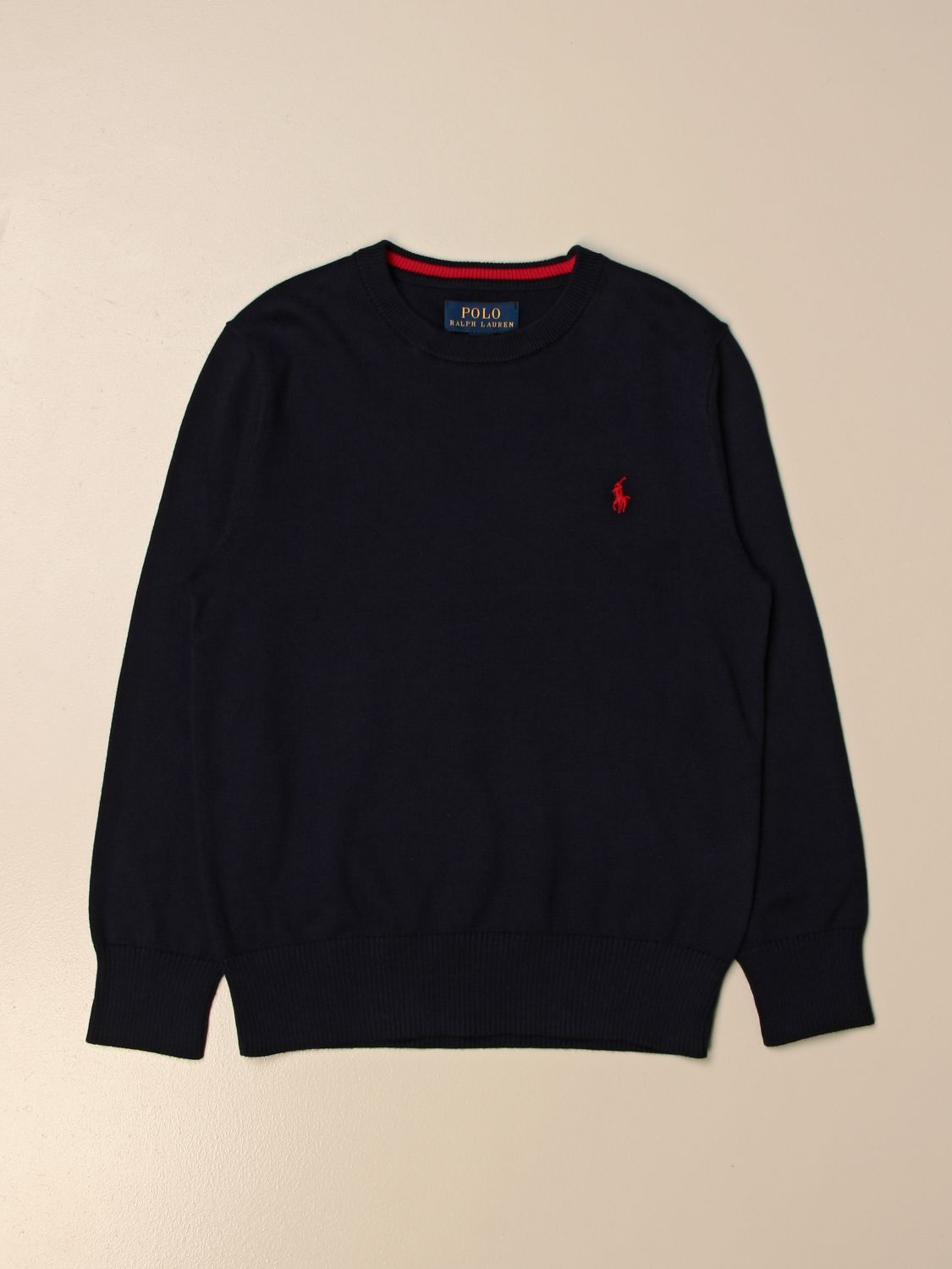 POLO RALPH LAUREN BOY: crewneck sweater in Pima cotton - Navy | Polo Ralph  Lauren Boy sweater 323799887 online on 