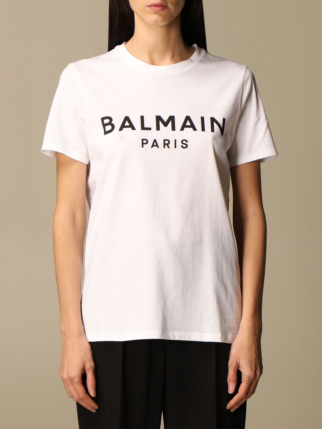 BALMAIN: cotton t-shirt with logo - White | Balmain t-shirt VF11350B019