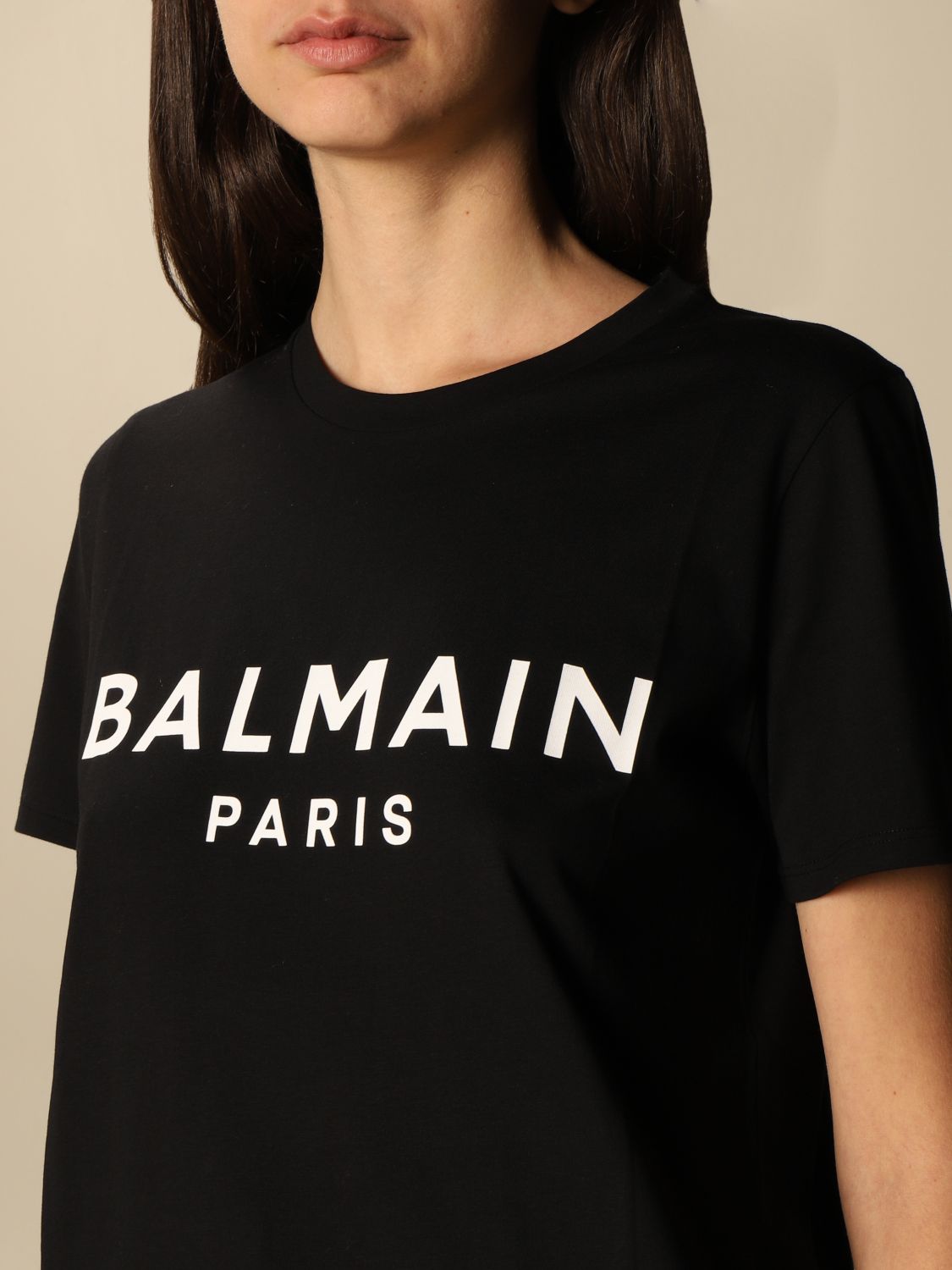 BALMAIN: cotton t-shirt with logo | T-Shirt Balmain Women Black | T ...
