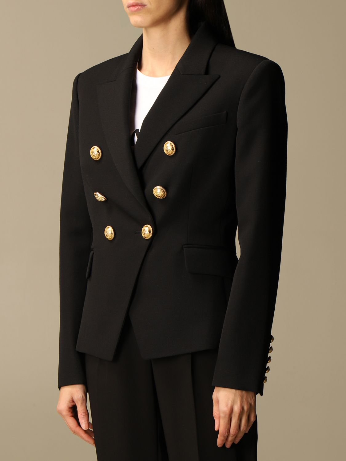 BALMAIN: double-breasted wool jacket | Blazer Balmain Women Black | Blazer Balmain VF17110167L