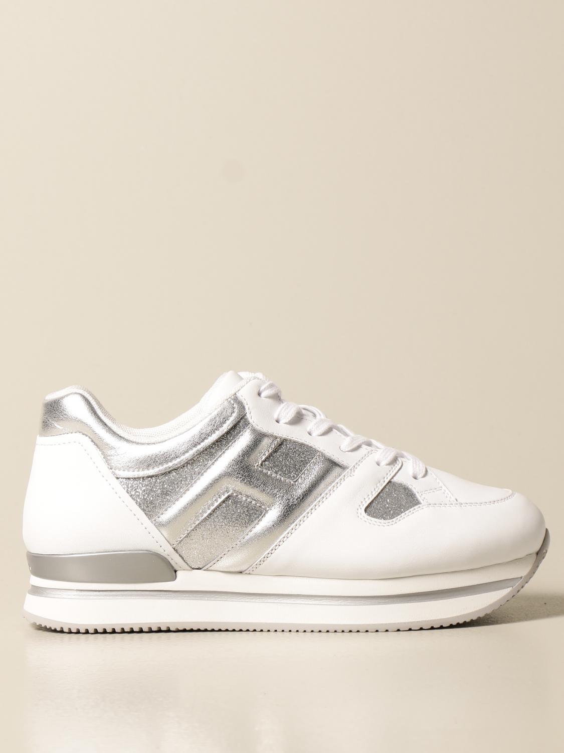 HOGAN: H222 platform sneakers in smooth and laminated leather - White |  Shoes Hogan HXR2220T548 PF7 GIGLIO.COM