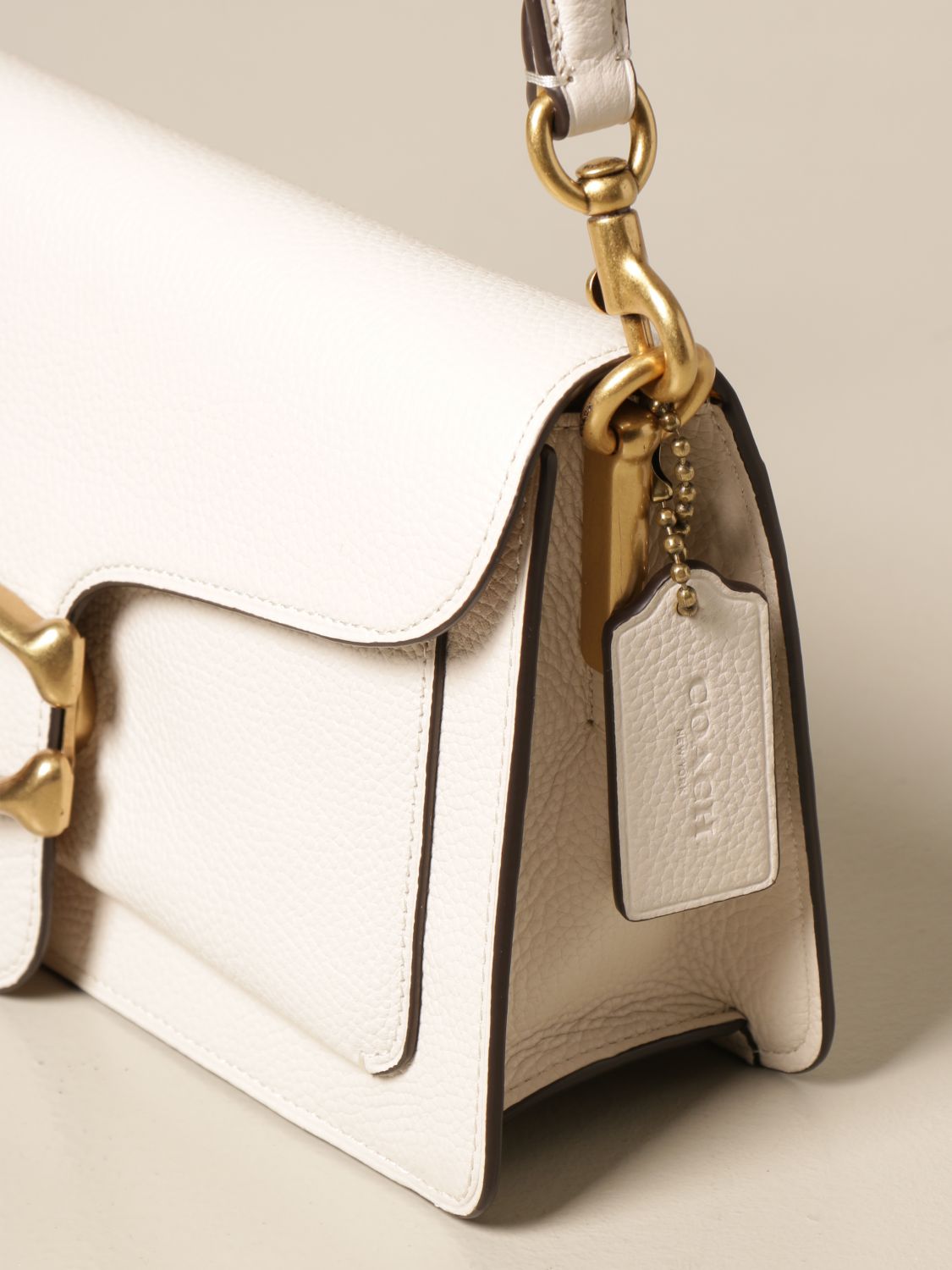 COACH: Tabby shoulder bag in textured leather - White | Coach shoulder ...