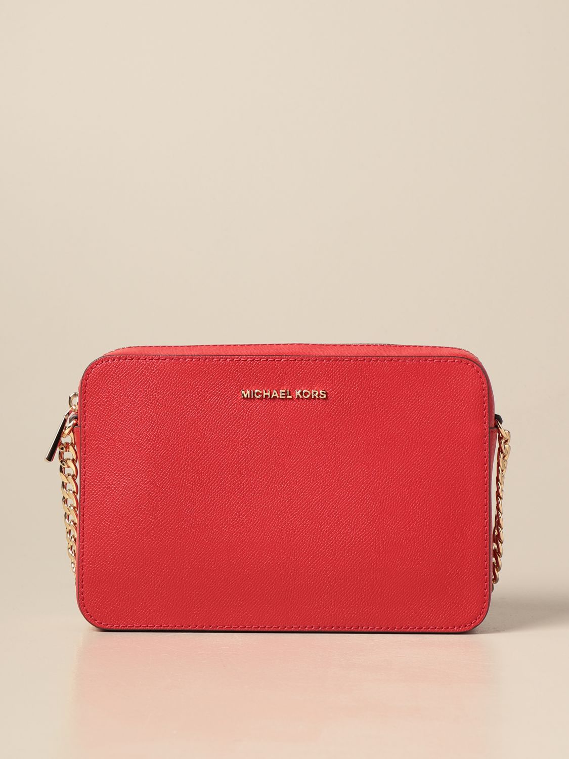MICHAEL KORS: Michael Jet Set bag in saffiano leather - Red | Michael Kors  crossbody bags 32S4GTVC3L online on 