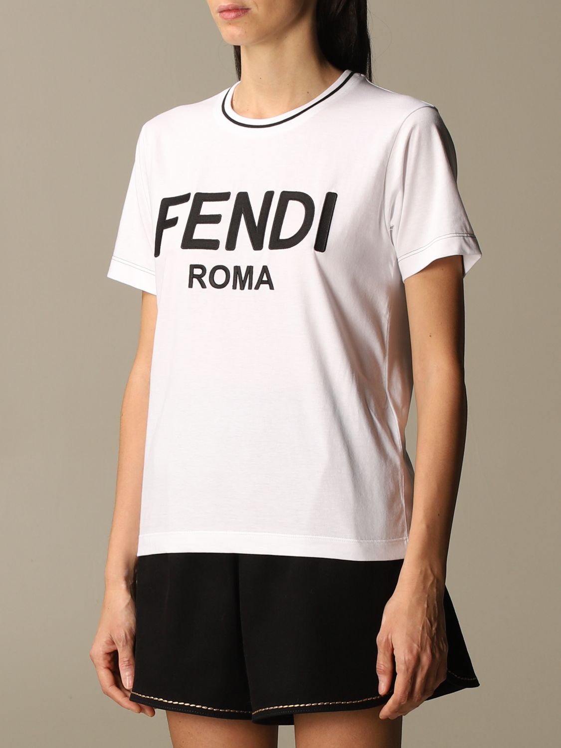 FENDI: T-shirt with Roma logo - White | T-Shirt Fendi FS7254 AC6B ...
