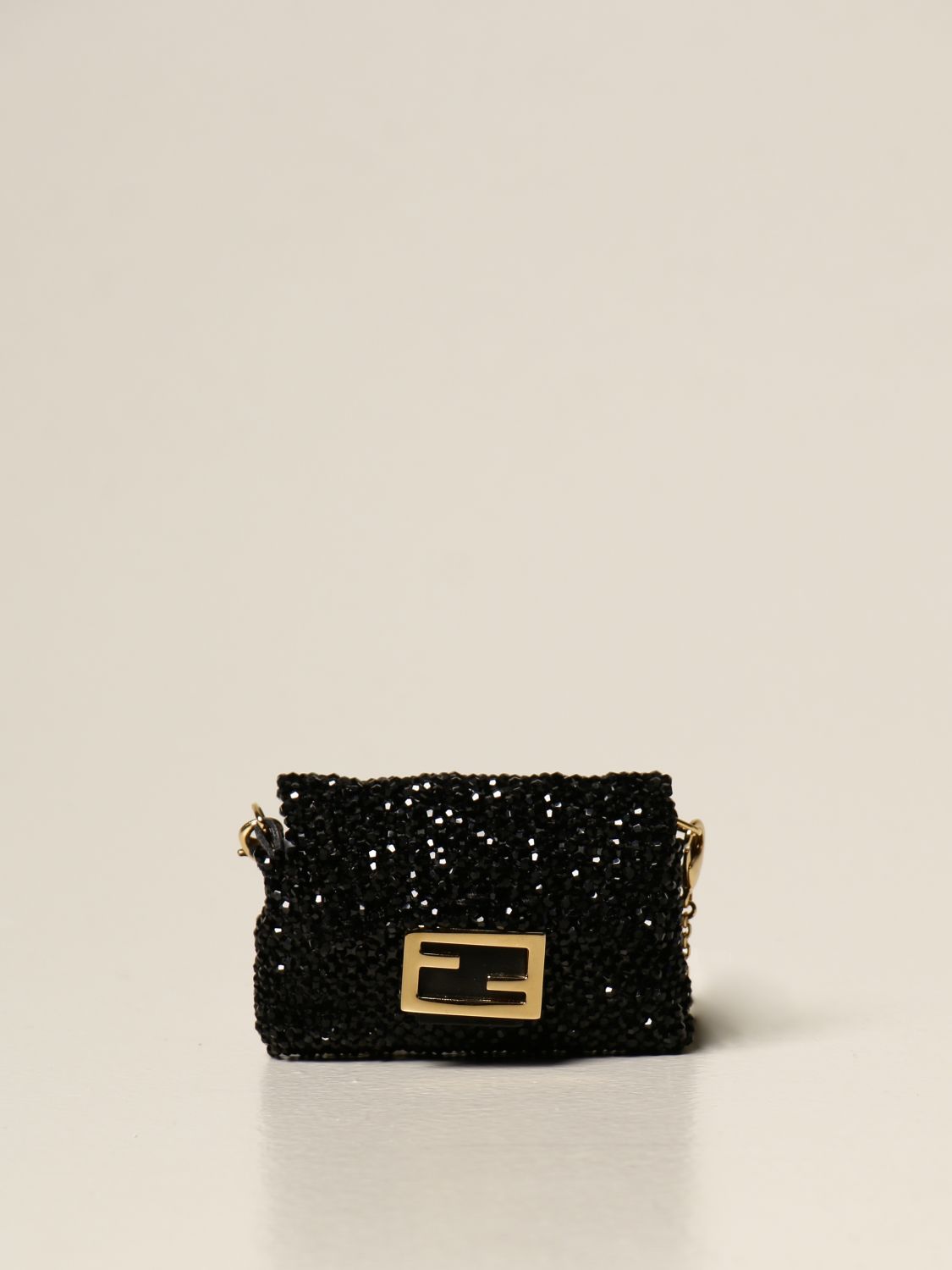 FENDI: Pic Baguette bag with micro crystals and FF logo - Black | Fendi ...