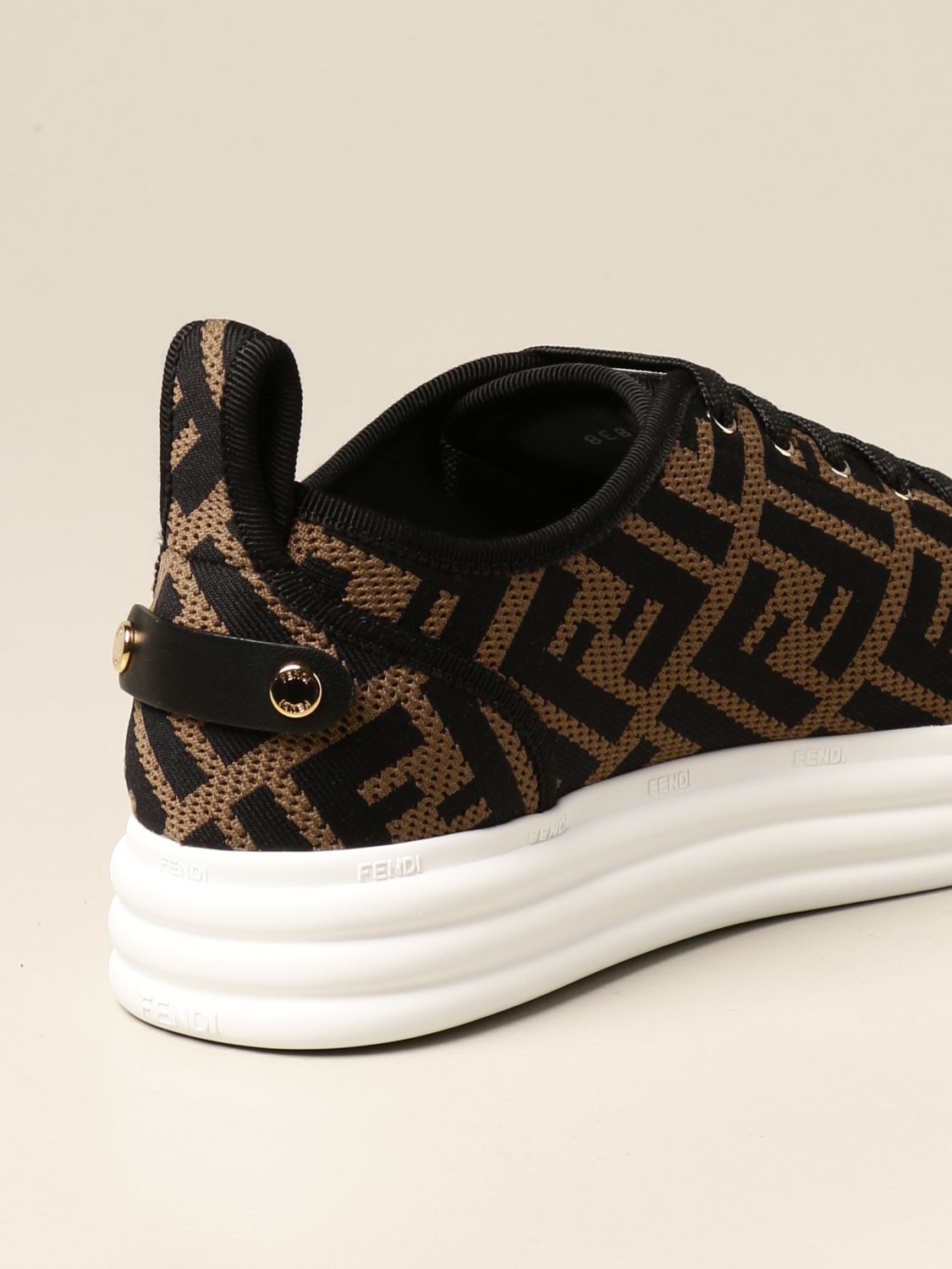 FENDI: sneakers in micro-perforated FF fabric | Shoes Fendi Women ...