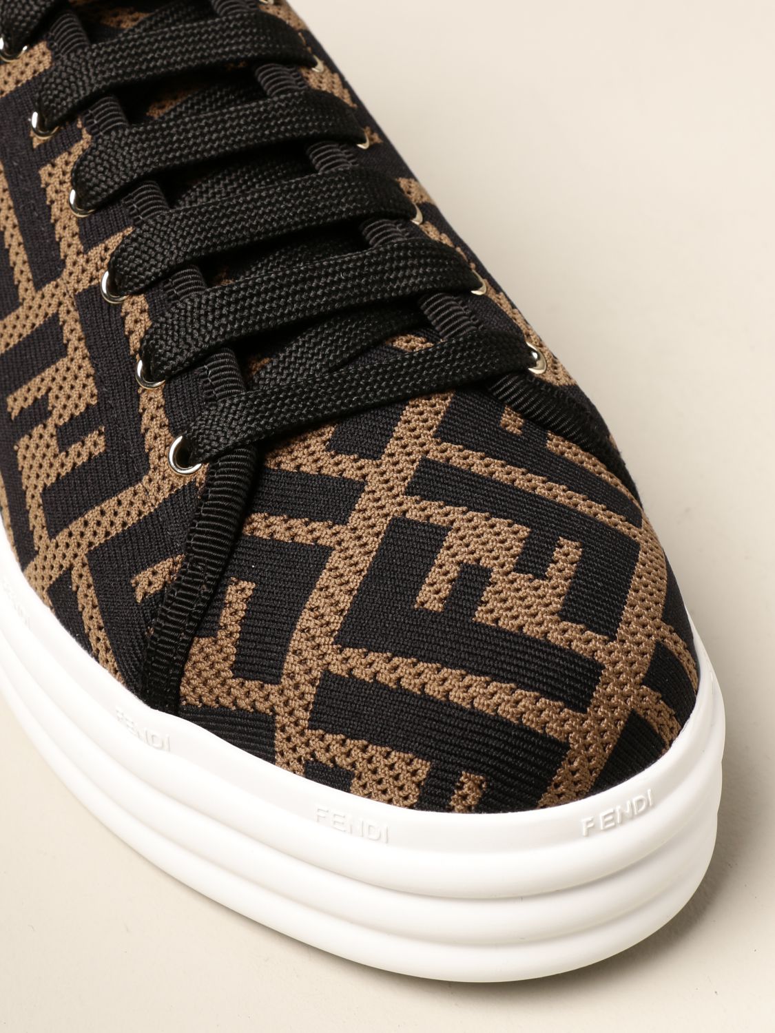 FENDI: sneakers in micro-perforated FF fabric | Shoes Fendi Women ...