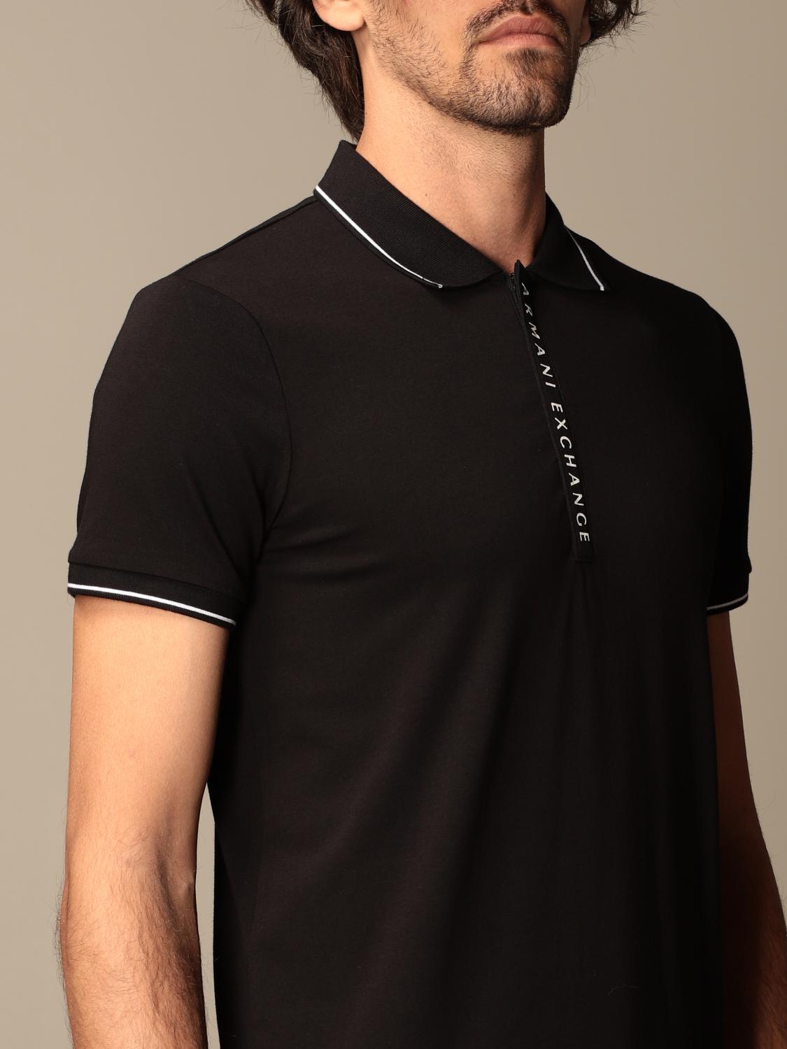 ARMANI EXCHANGE: polo shirt for men - Black | Armani Exchange polo 