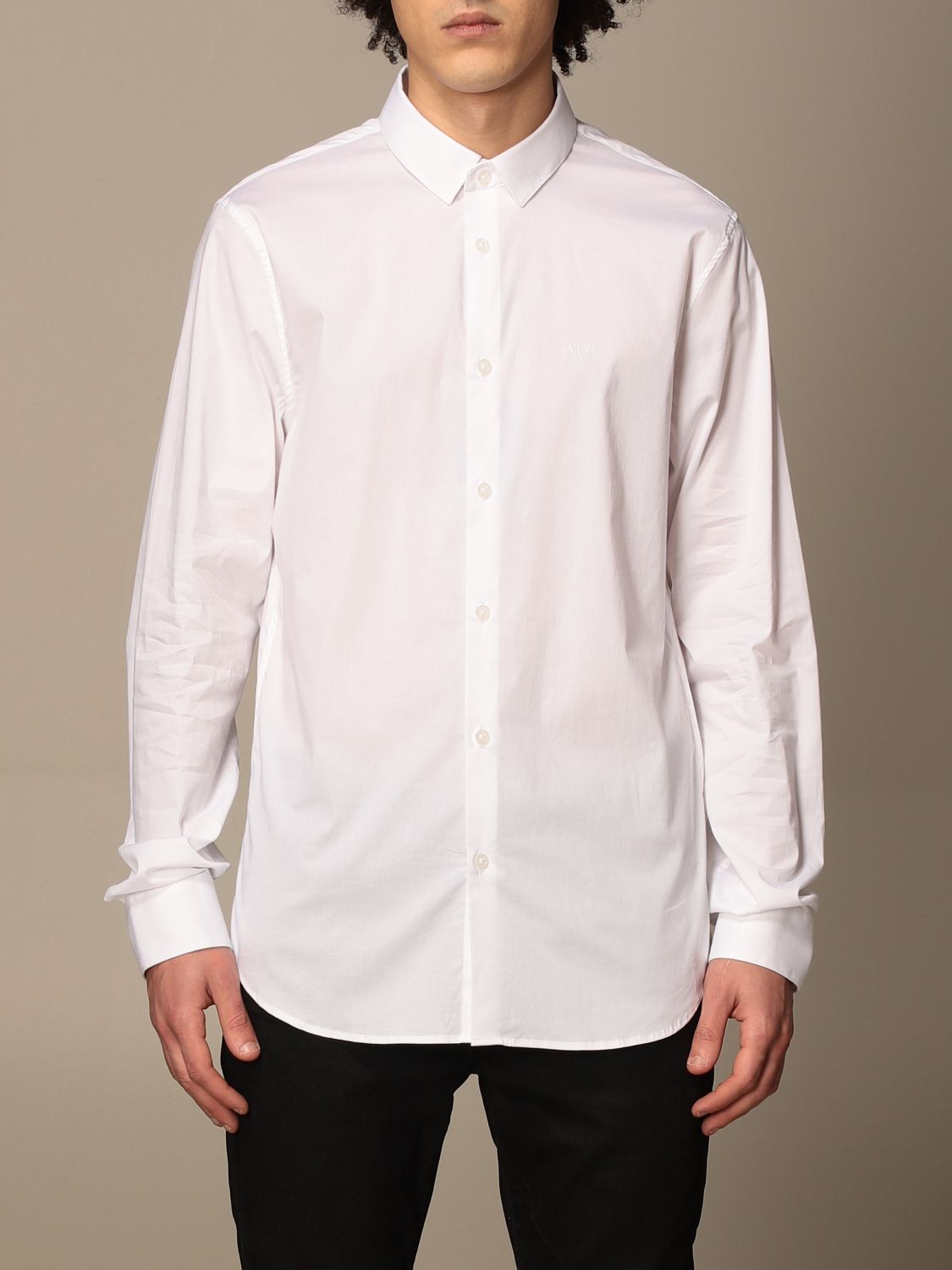 ARMANI EXCHANGE: shirt in stretch poplin - White | Armani Exchange shirt  8NZC31 ZN28Z online on 
