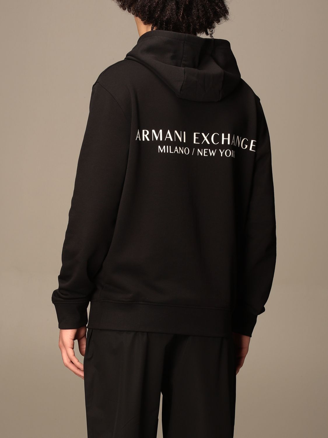 ARMANI EXCHANGE: cotton sweatshirt with logo - Black | Armani Exchange