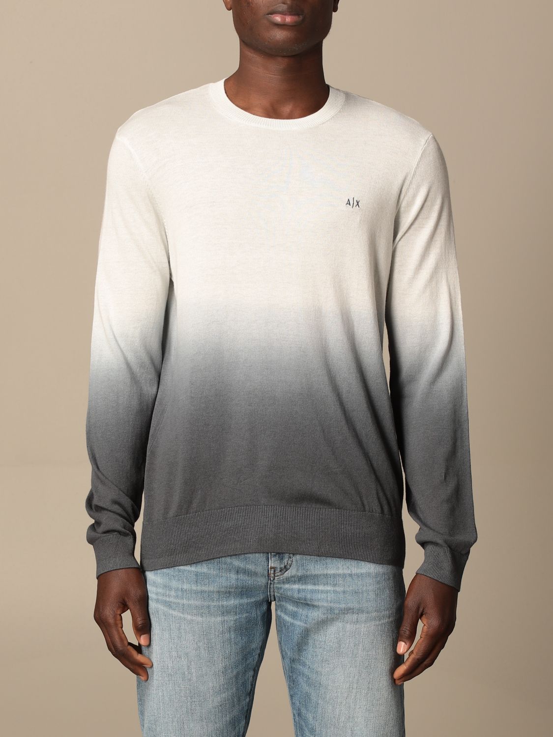 ARMANI EXCHANGE: Degradé crewneck sweater - White | Sweater Armani ...