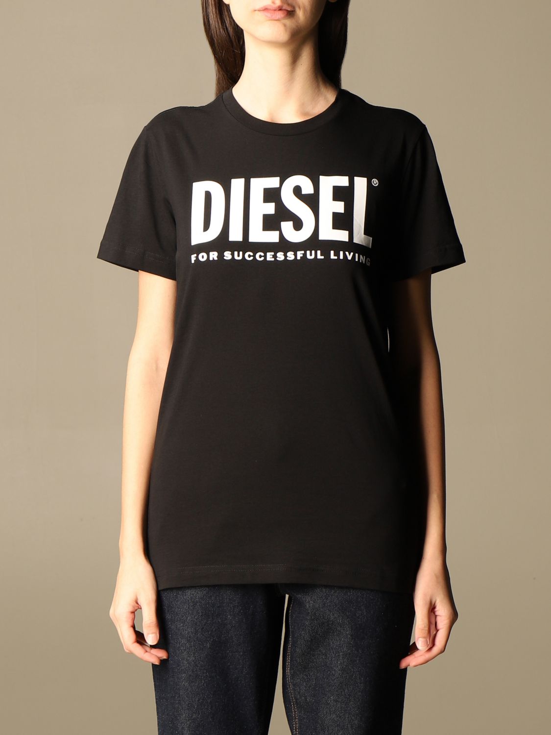 DIESEL: cotton t-shirt with logo - Black | T-Shirt Diesel 00SXED 0AAXJ ...