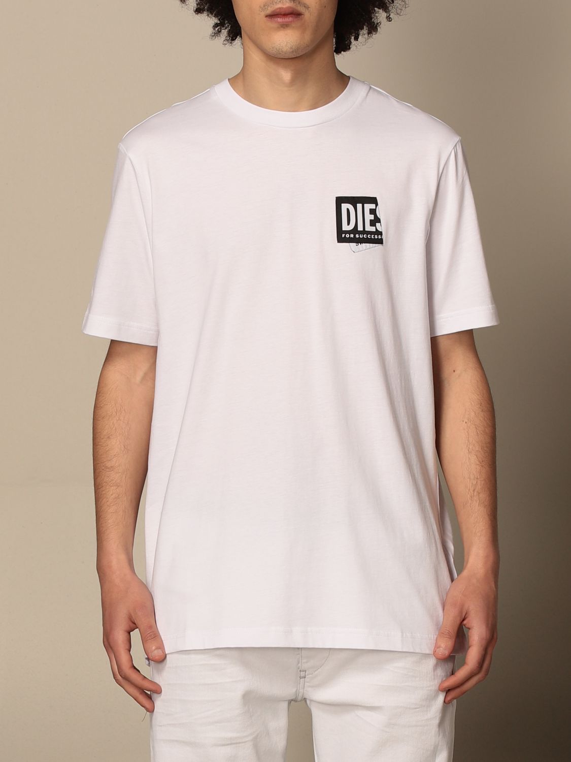 DIESEL: cotton t-shirt with logo print | T-Shirt Diesel Men White | T ...