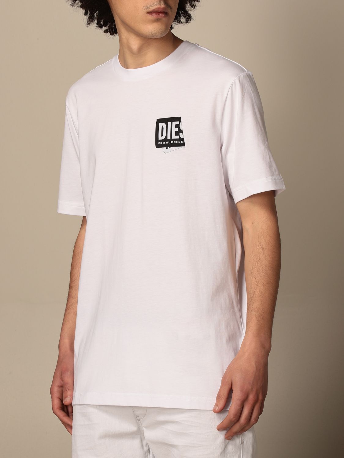 DIESEL: cotton t-shirt with logo print | T-Shirt Diesel Men White | T ...