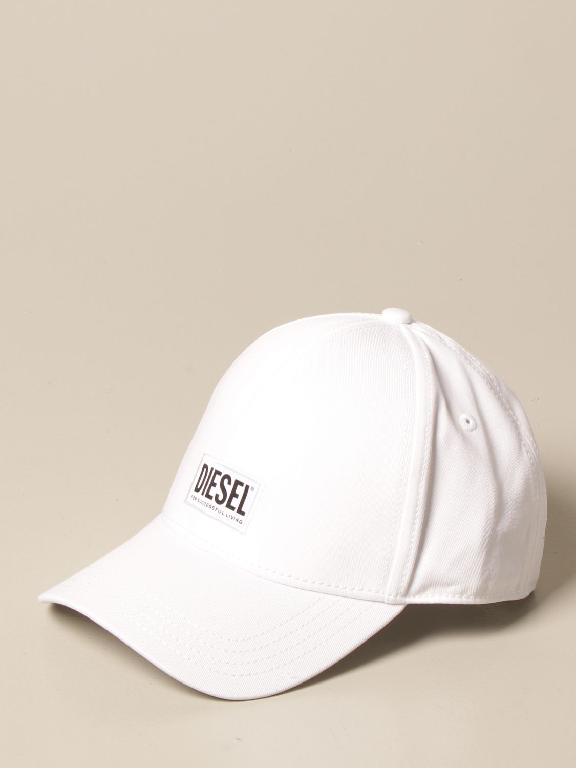 DIESEL: baseball cap in cotton with logo - White | Diesel hat 00SYQ9 ...