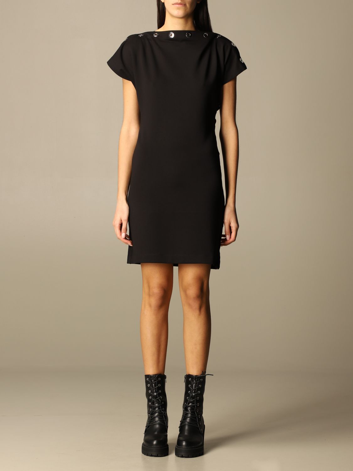 DIESEL: dress in cotton with metallic sails - Black | Diesel dress ...