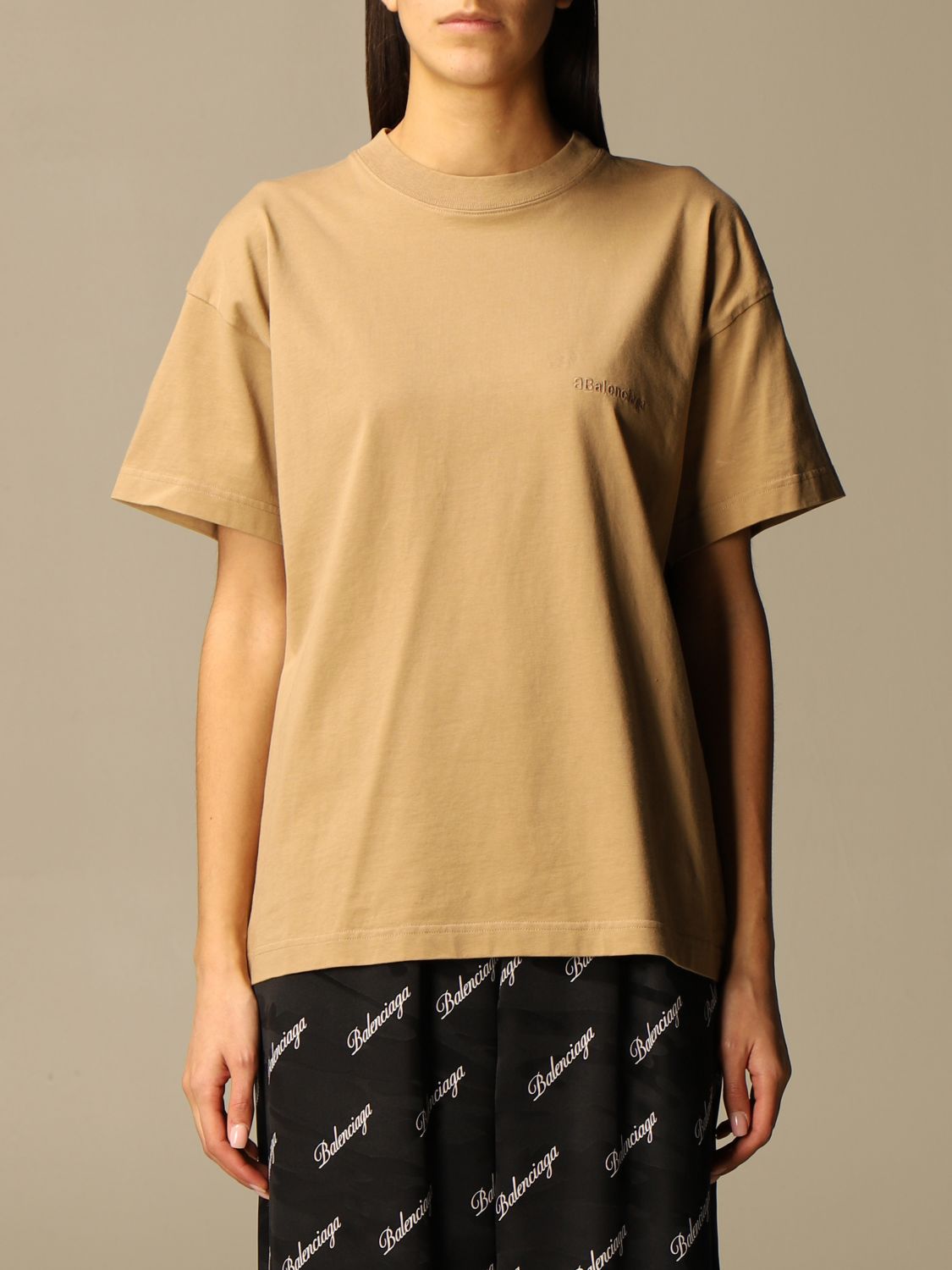 BALENCIAGA: cotton t-shirt with mini logo | T-Shirt Balenciaga Women ...