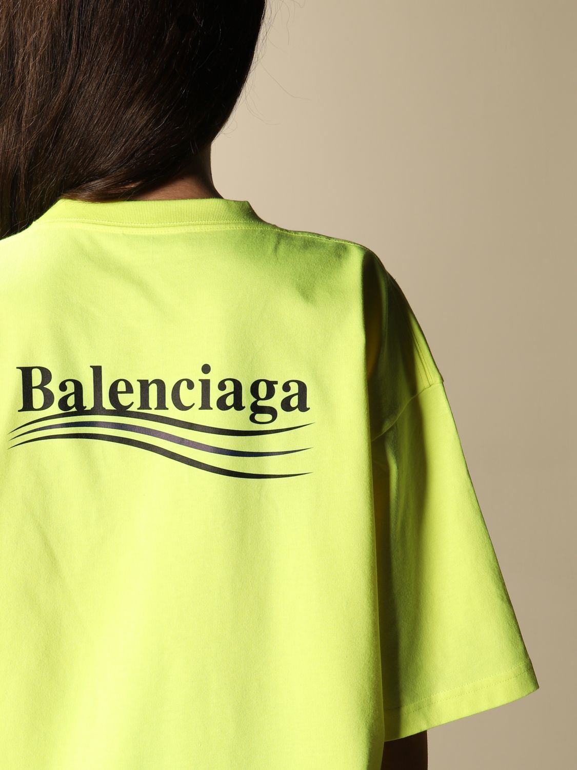 BALENCIAGA: over cotton t-shirt with Political Campaign logo | T-Shirt Balenciaga Women Yellow 