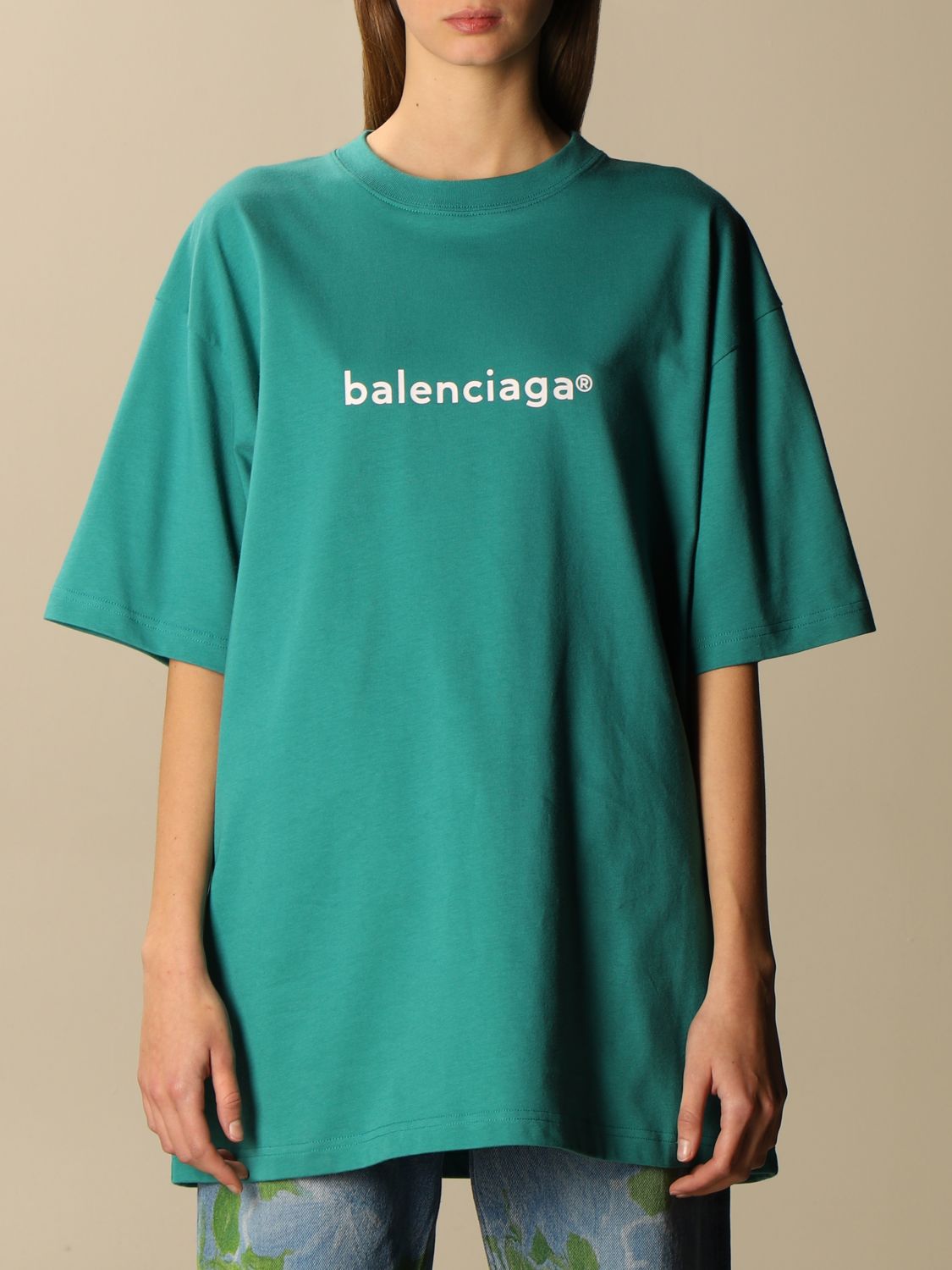 BALENCIAGA: over cotton t-shirt with logo | T-Shirt Balenciaga Women ...