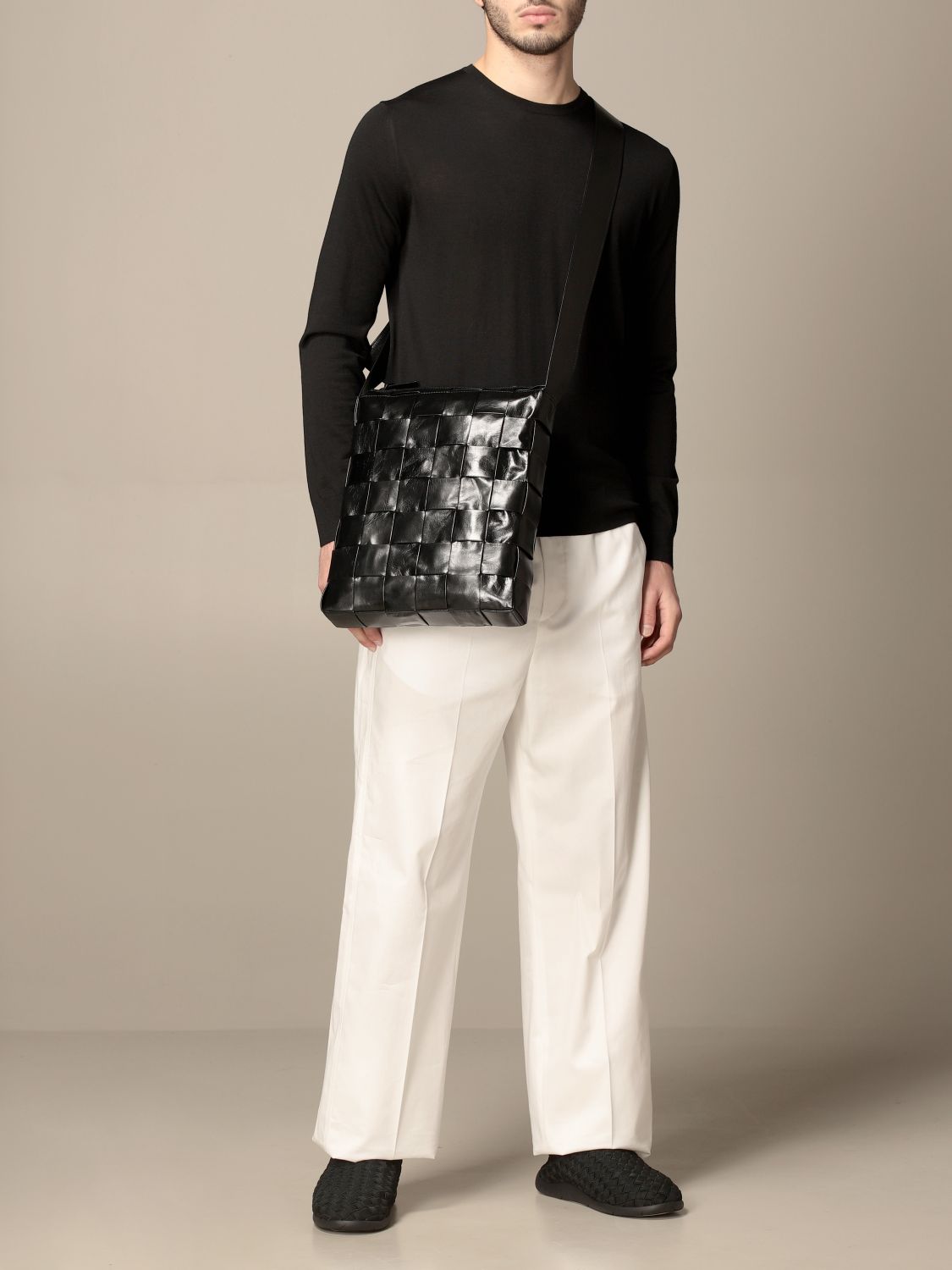 BOTTEGA VENETA: Messenger bag in woven leather | Shoulder Bag Bottega ...