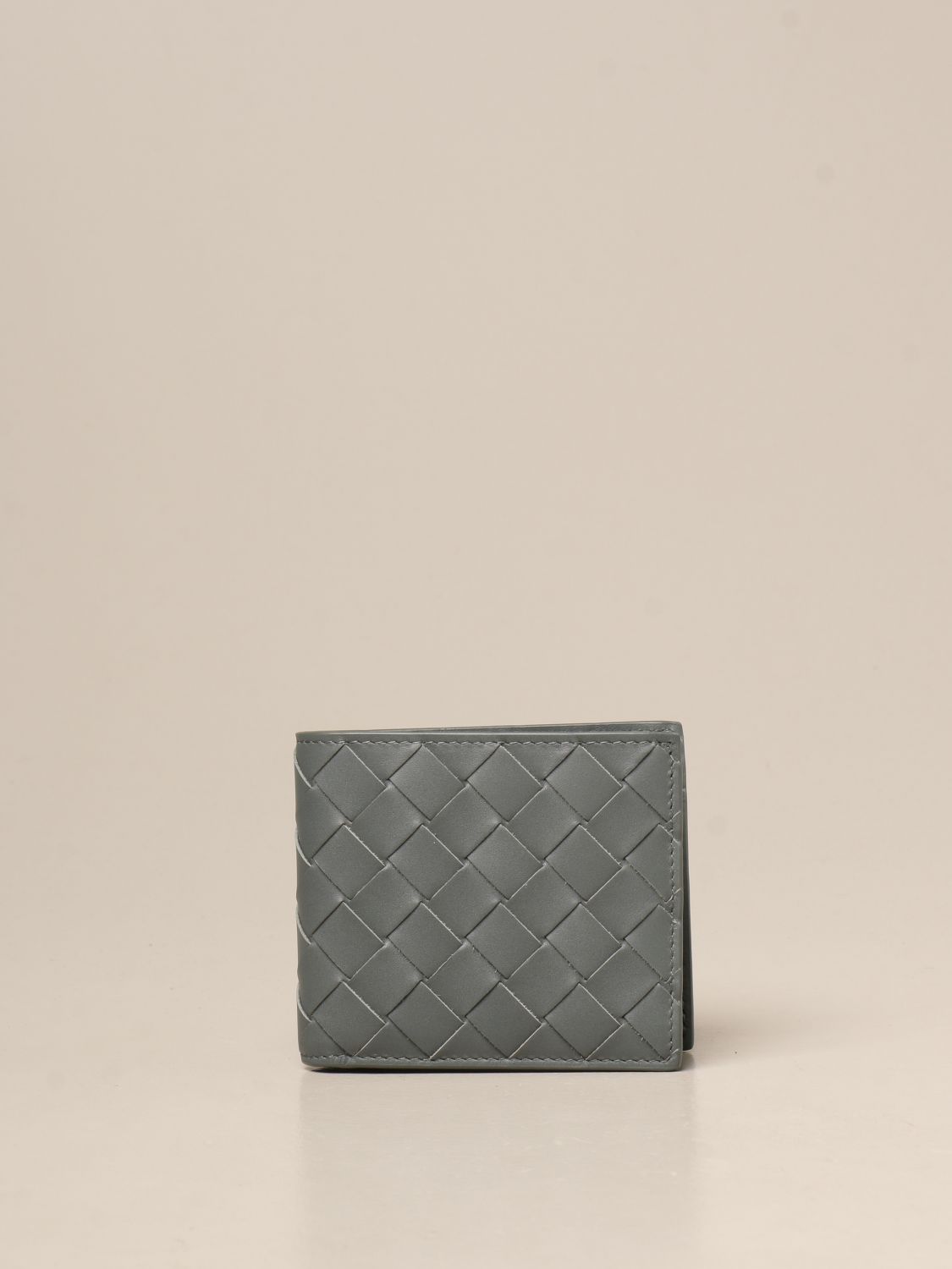 BOTTEGA VENETA: wallet in woven leather 1.5 - Green | Bottega Veneta ...