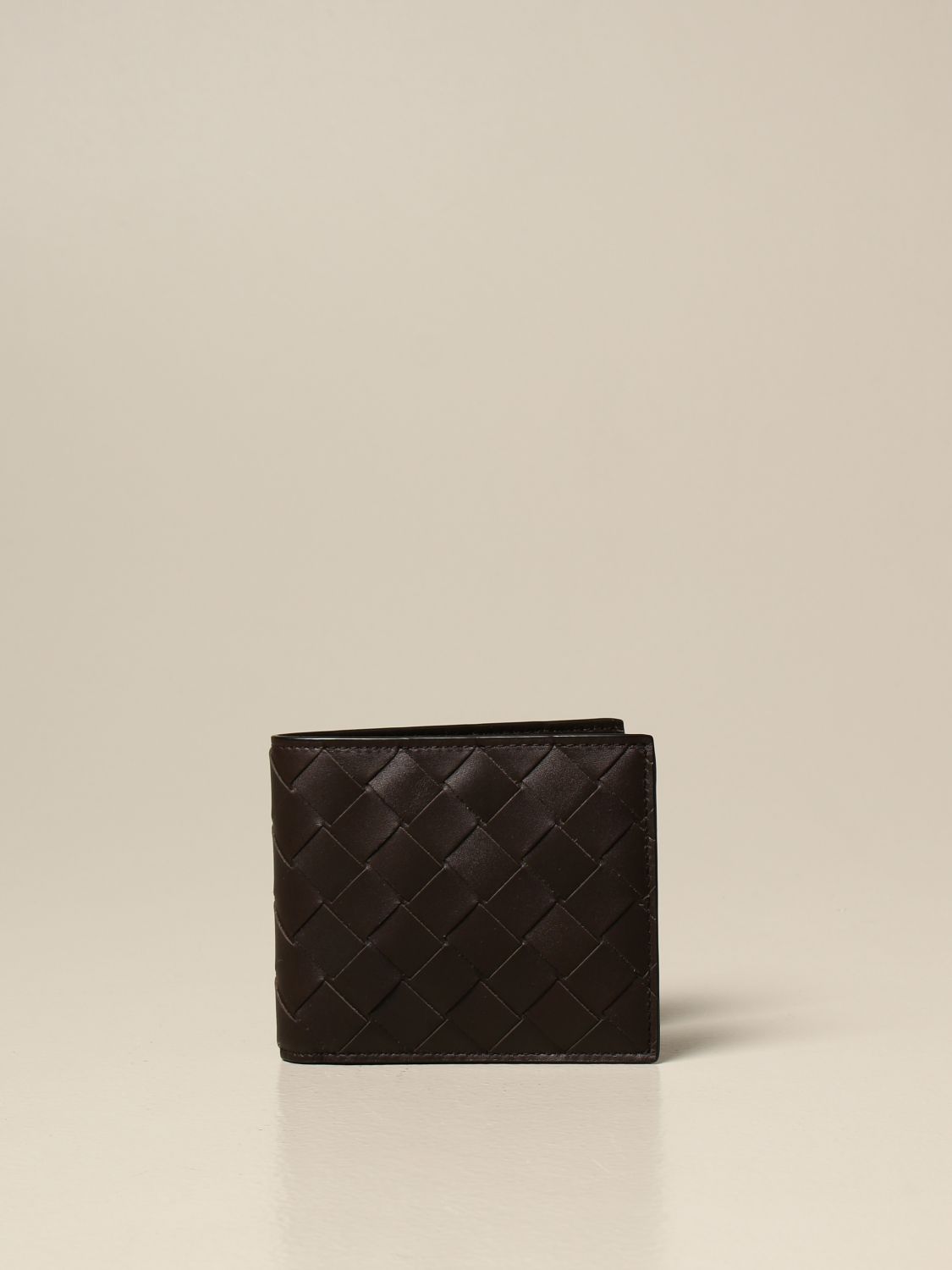 BOTTEGA VENETA: wallet in woven leather 1.5 - Dark | Bottega Veneta ...