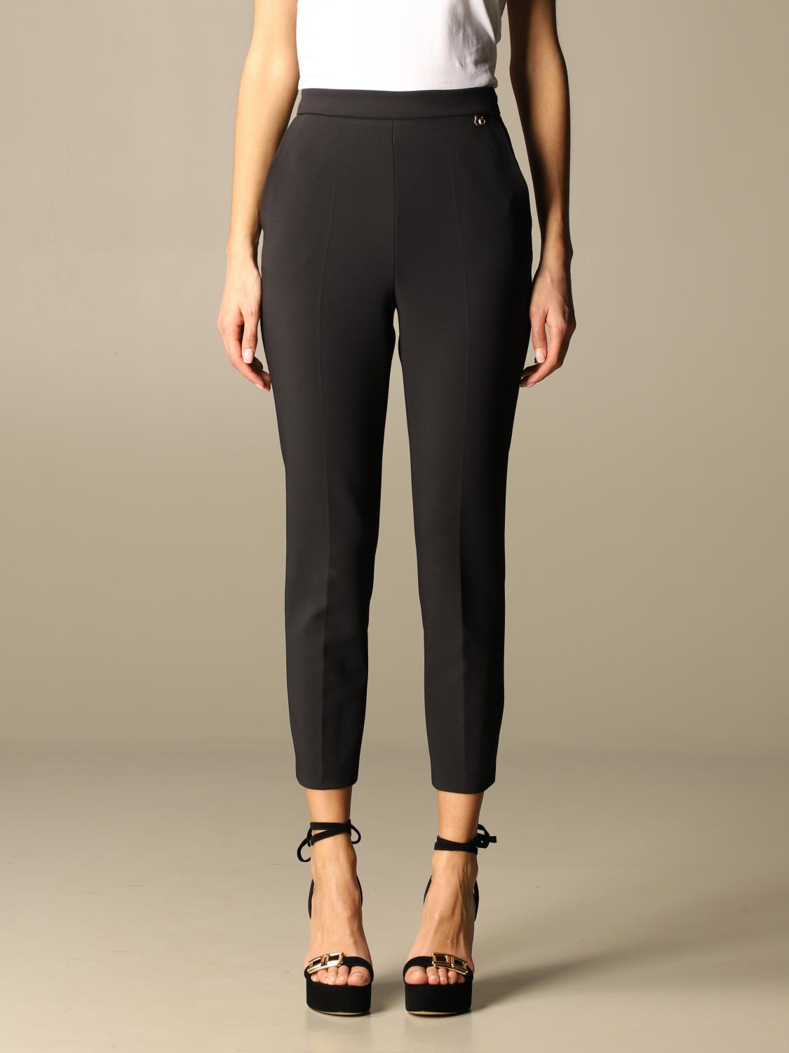 ELISABETTA FRANCHI: Pantalone in cady tecnico - Nero | Pantalone Elisabetta  Franchi PA375 GIGLIO.COM