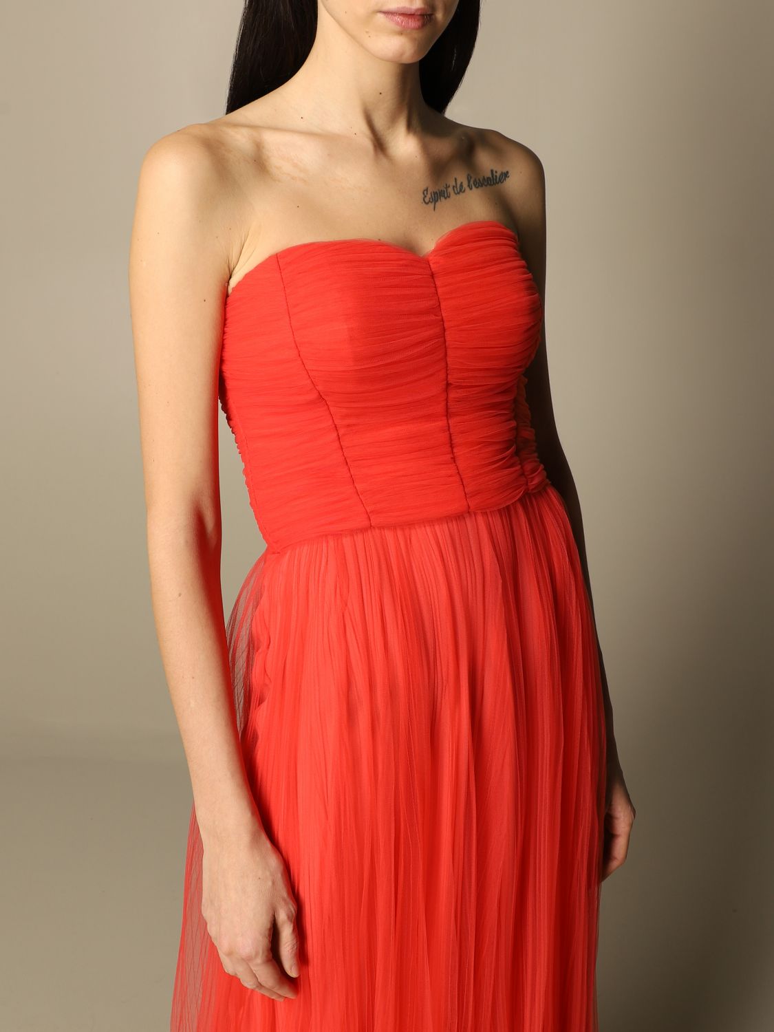 Dress Elisabetta Franchi: Elisabetta franchi long dress in tulle red 4