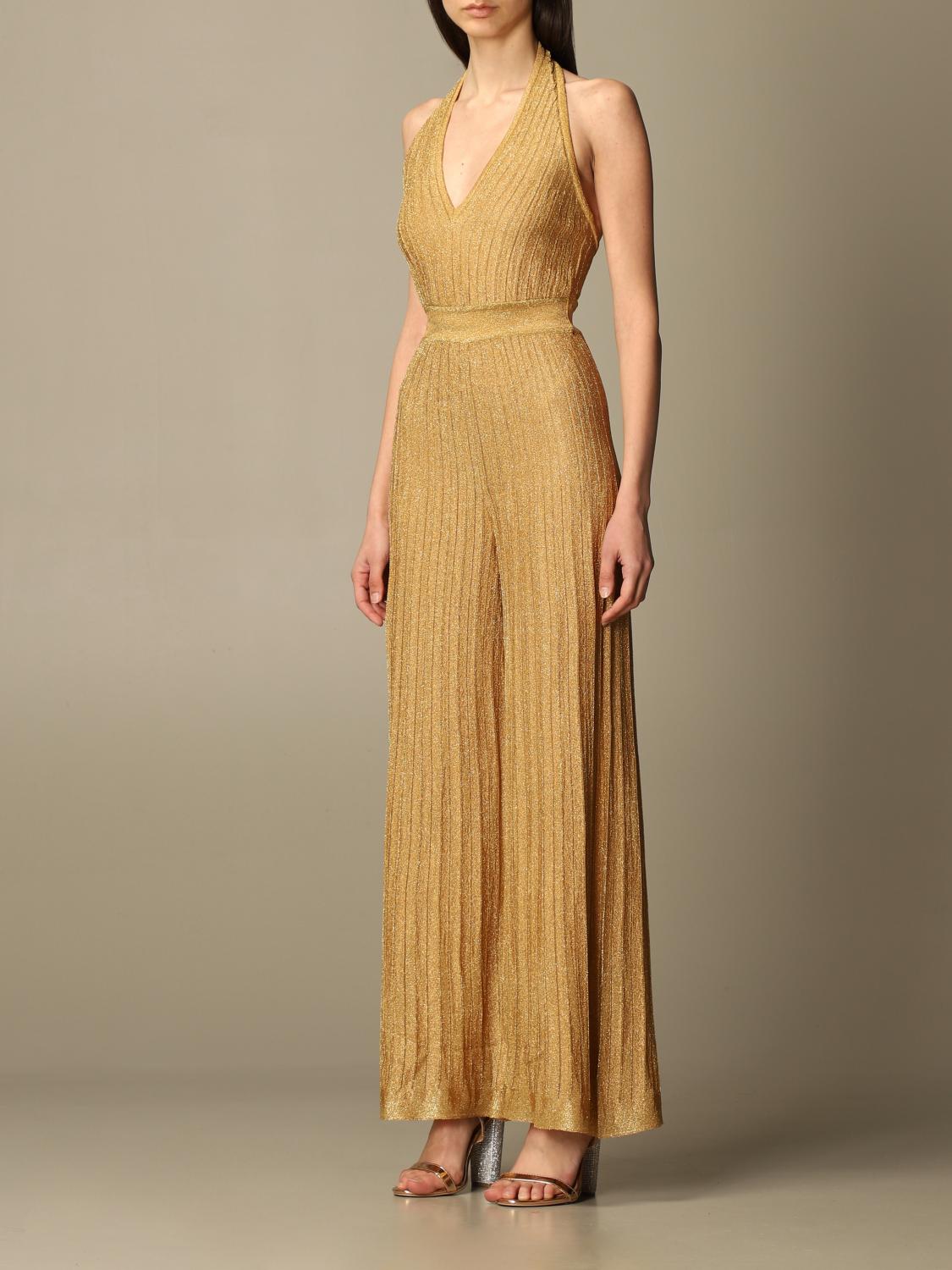 M MISSONI: Tuta lunga in maglia lurex plissettata - Oro | Tuta M Missoni  2DO00055 2K008Y GIGLIO.COM