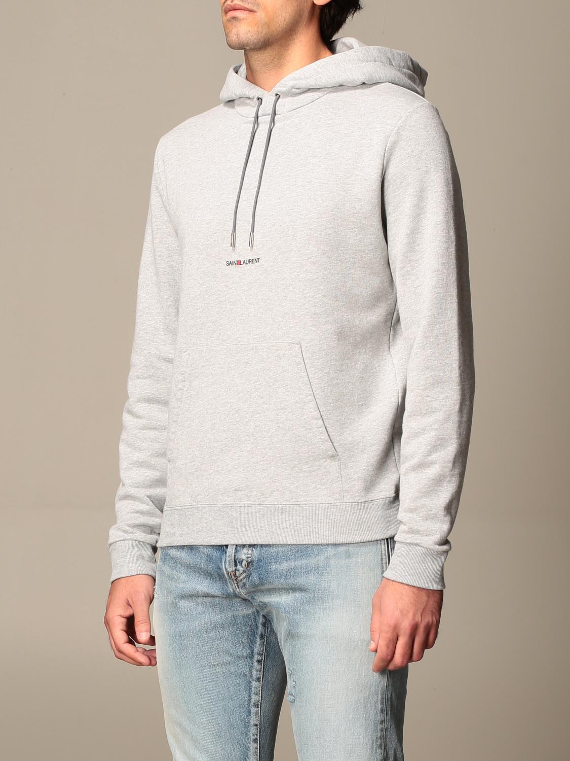 Saint Laurent Cotton Hoodie Sweatshirt Saint Laurent Men Grey Sweatshirt Saint Laurent 464581 Yb2od Giglio Uk