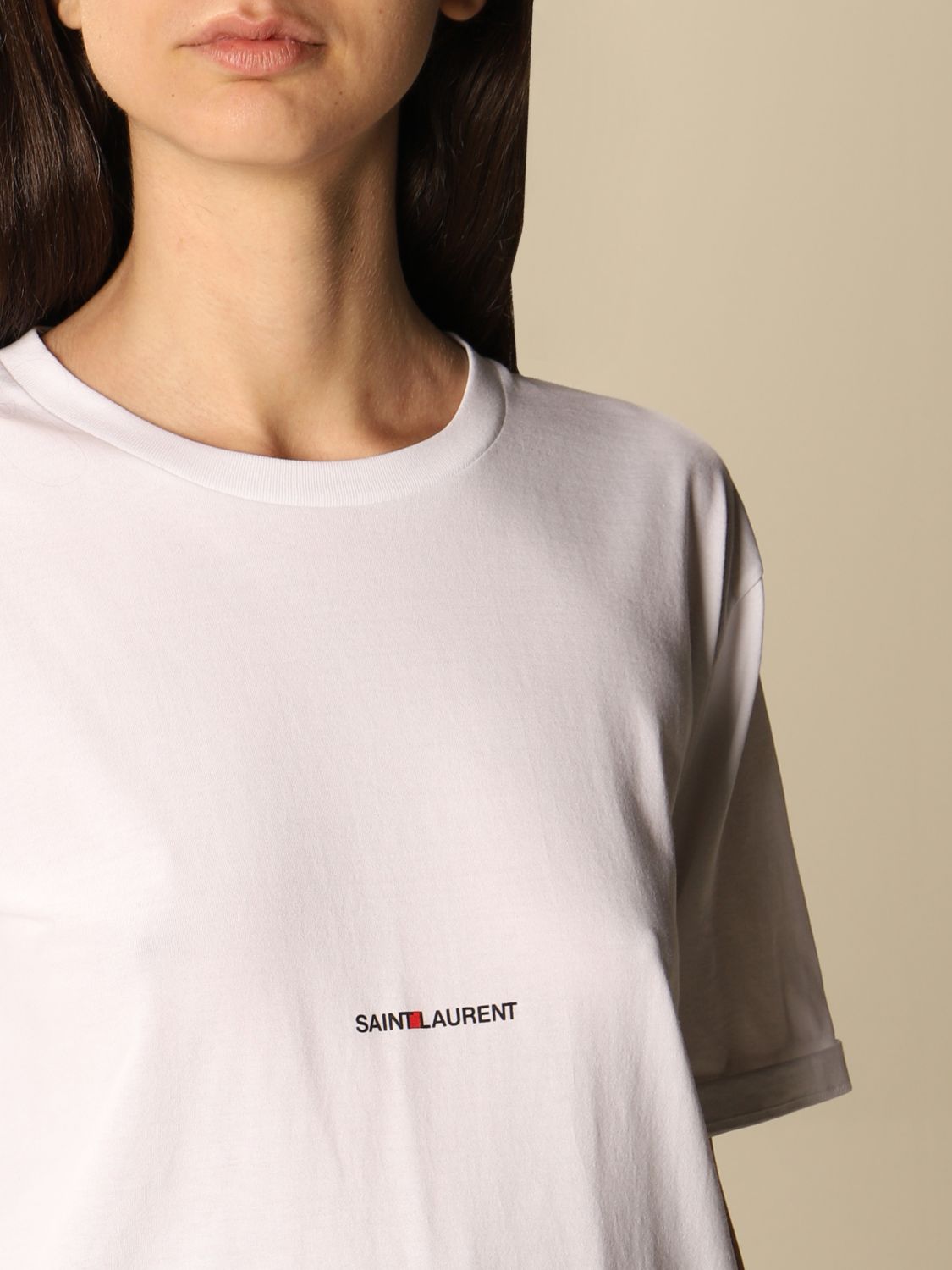 SAINT LAURENT：Tシャツ レディース - ホワイト | GIGLIO.COMオンラインのSaint Laurent Tシャツ 460876  YB2DQ