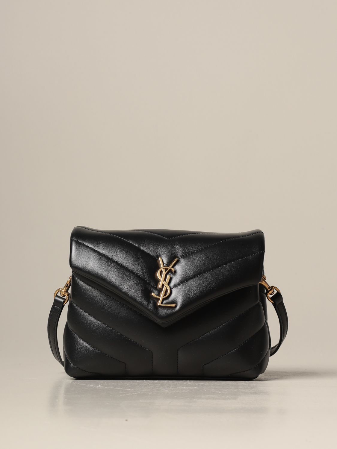 Saint Laurent Lou Mini Bag in Quilted Shiny Leather - Black - Women