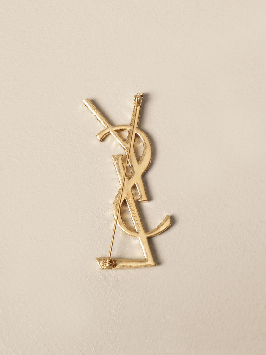 SAINT LAURENT: YSL Monogram brooch - Gold | Jewel Saint Laurent 652410 ...