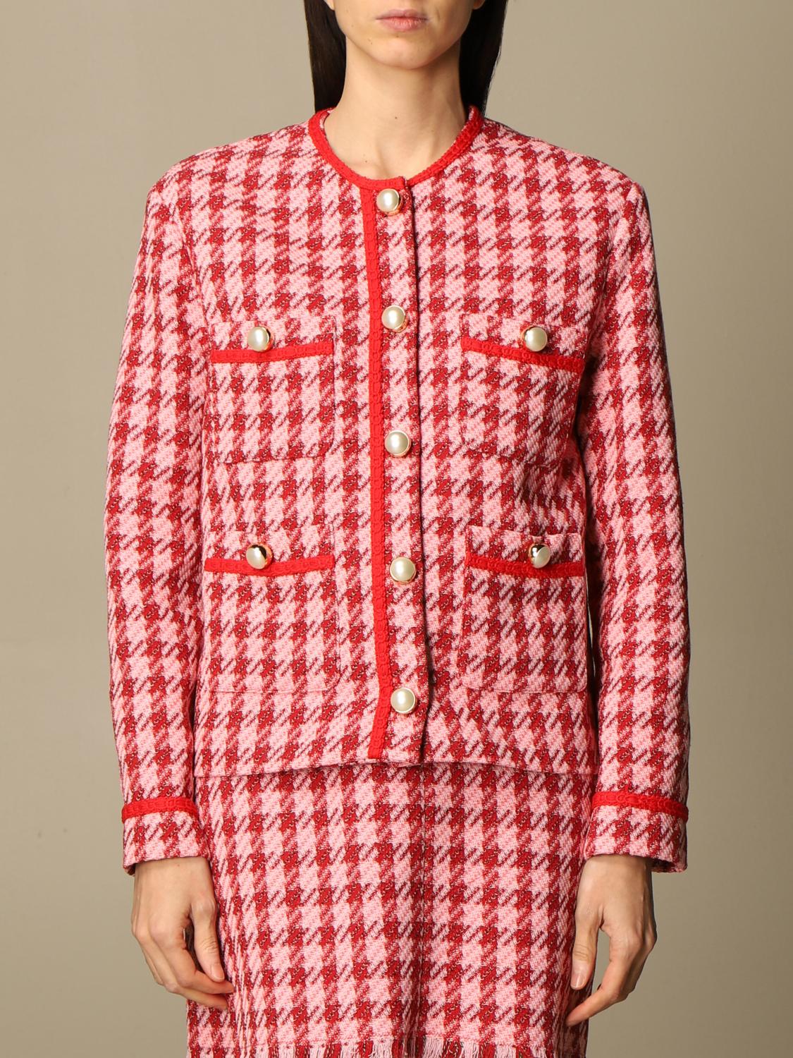 Pinko Mite 1 Jacket With Macro Pied De Poule Jacket Pinko Women Pink Jacket Pinko 1g15xh 84 Giglio En