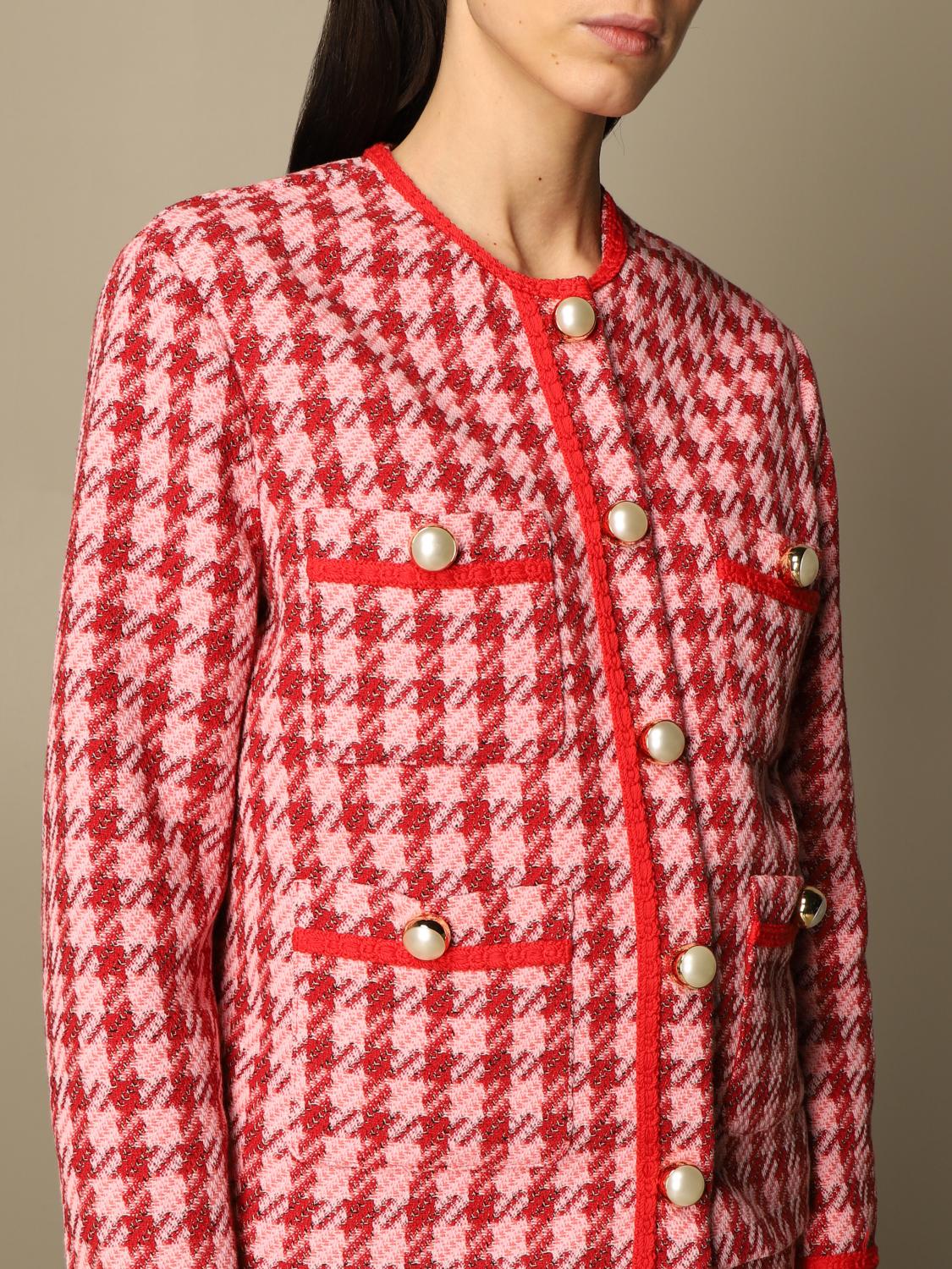 Pinko Mite 1 Jacket With Macro Pied De Poule Jacket Pinko Women Pink Jacket Pinko 1g15xh 84 Giglio En
