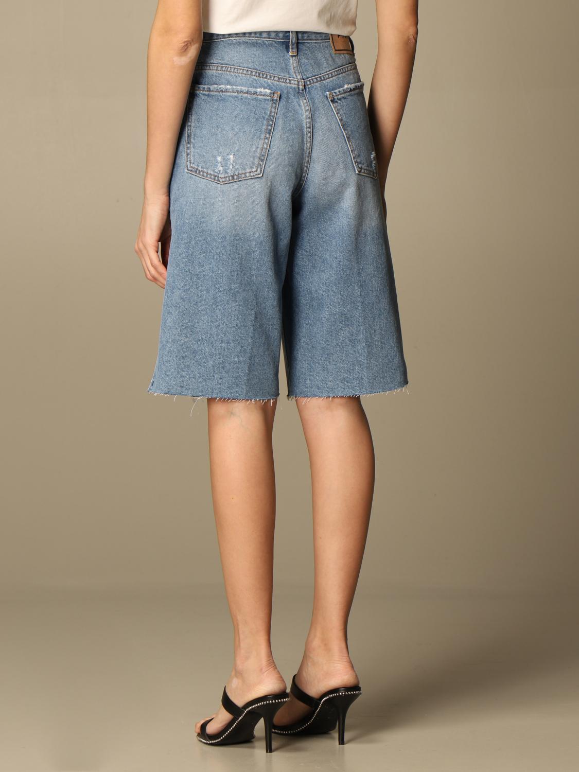 PINKO: Bermuda di jeans Demi con rotture - Denim | Jeans Pinko 1J10M2-Y6VM  GIGLIO.COM