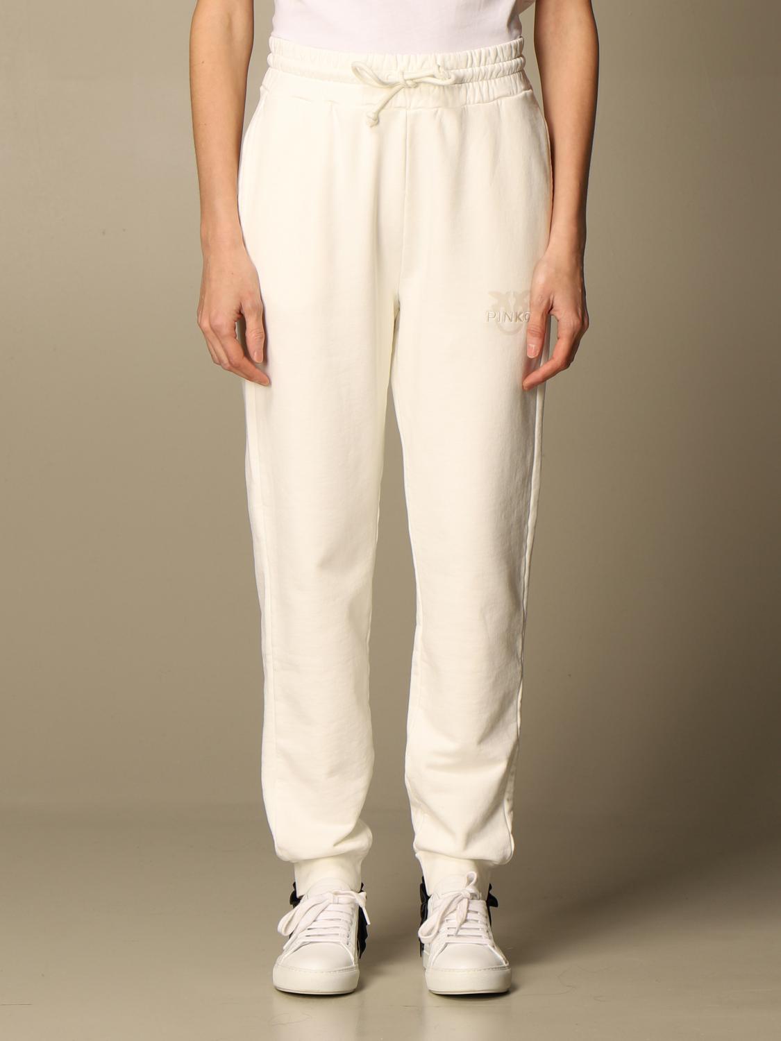 womens white cotton joggers