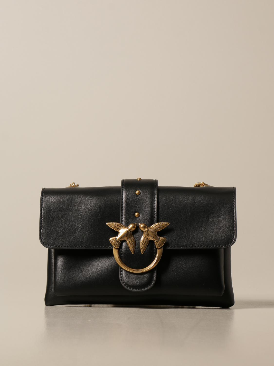 PINKO: Love Mini Soft bag in calfskin - Black | Crossbody Bags Pinko  1P2288-Y6XT GIGLIO.COM