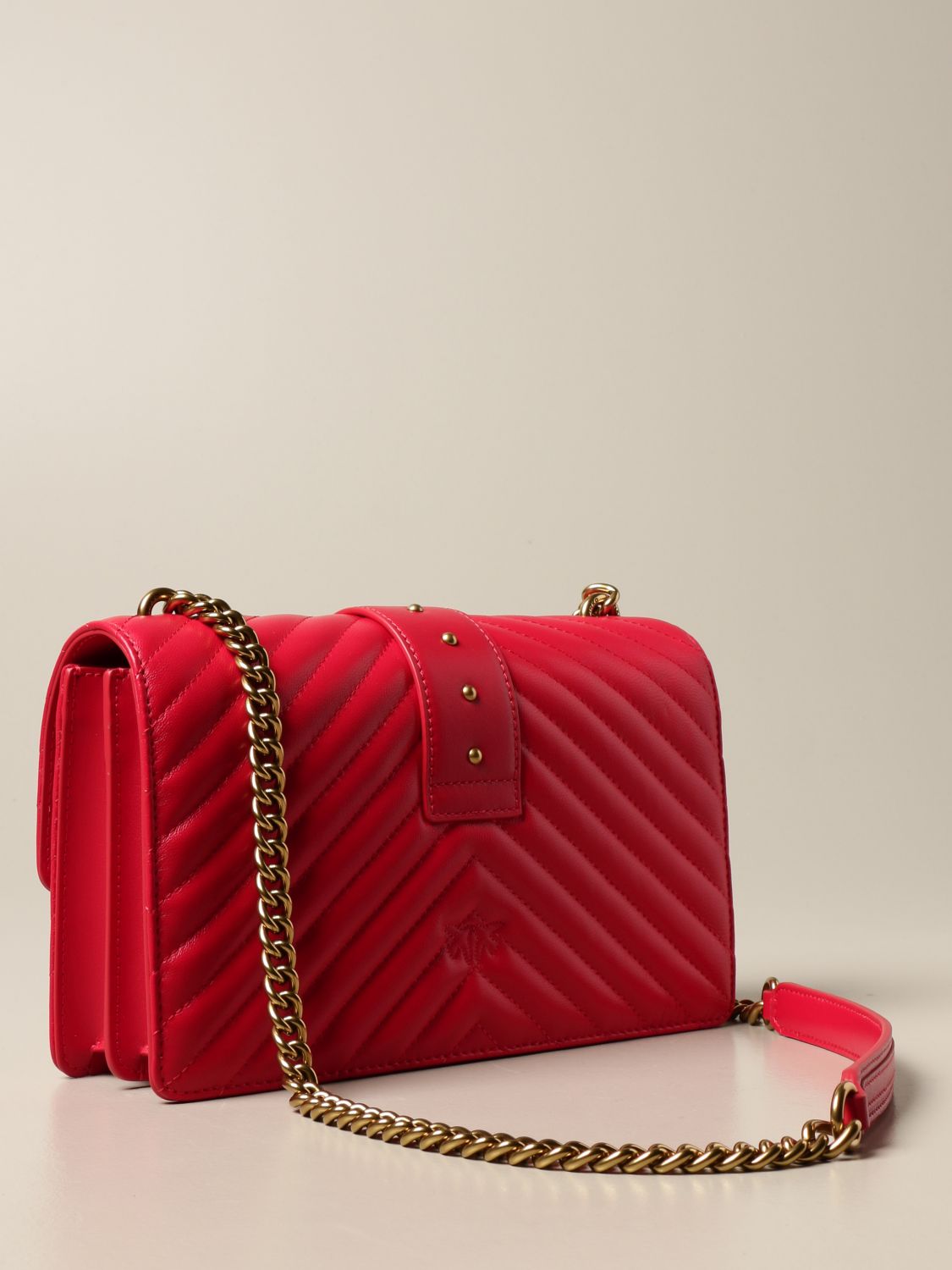 PINKO: Love Classic Icon V Quilt bag in quilted nappa - Red | Crossbody ...