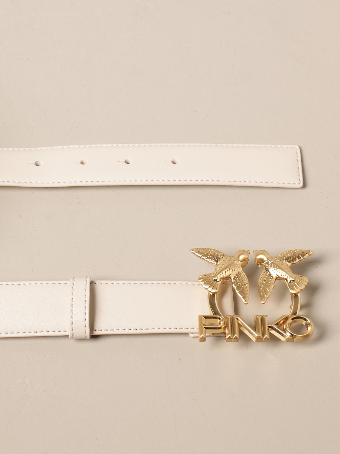 Cintura bianca con logo oro Pinko | Ratti Boutique