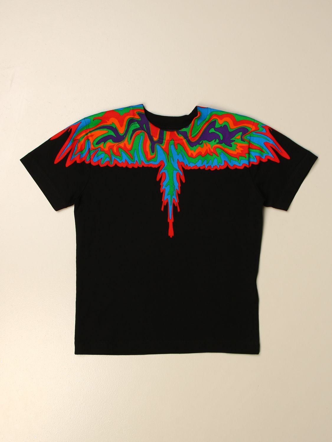 MARCELO BURLON: cotton t-shirt with bird feathers - Black | Marcelo ...