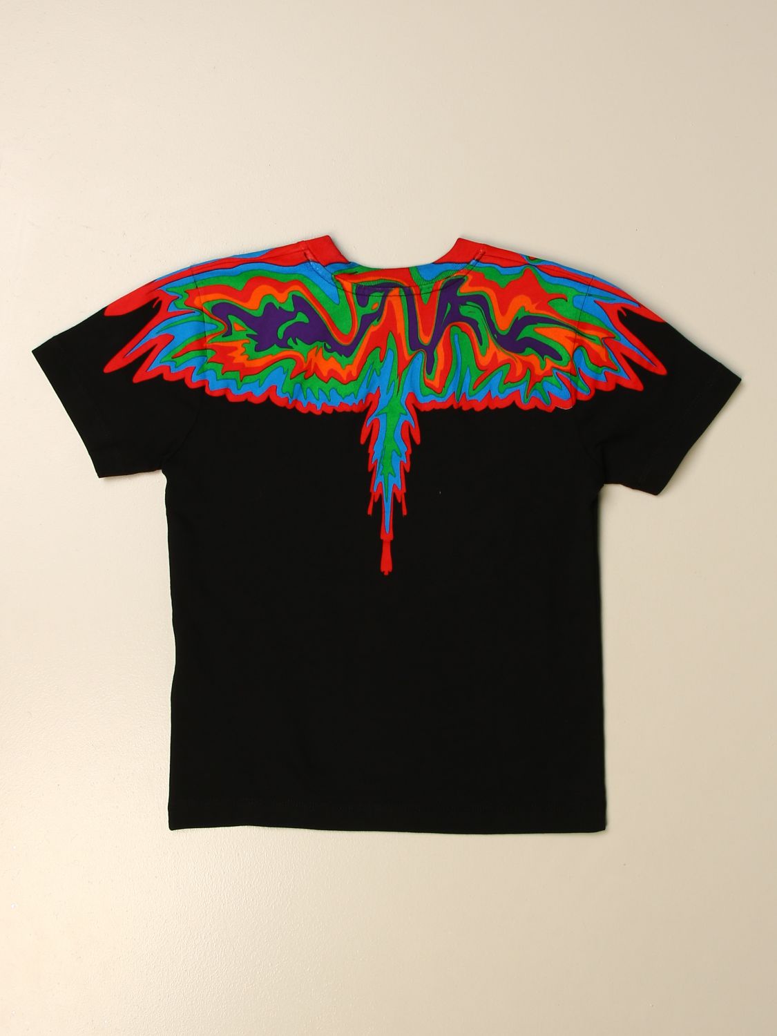 MARCELO BURLON: cotton t-shirt with bird feathers - Black | Marcelo