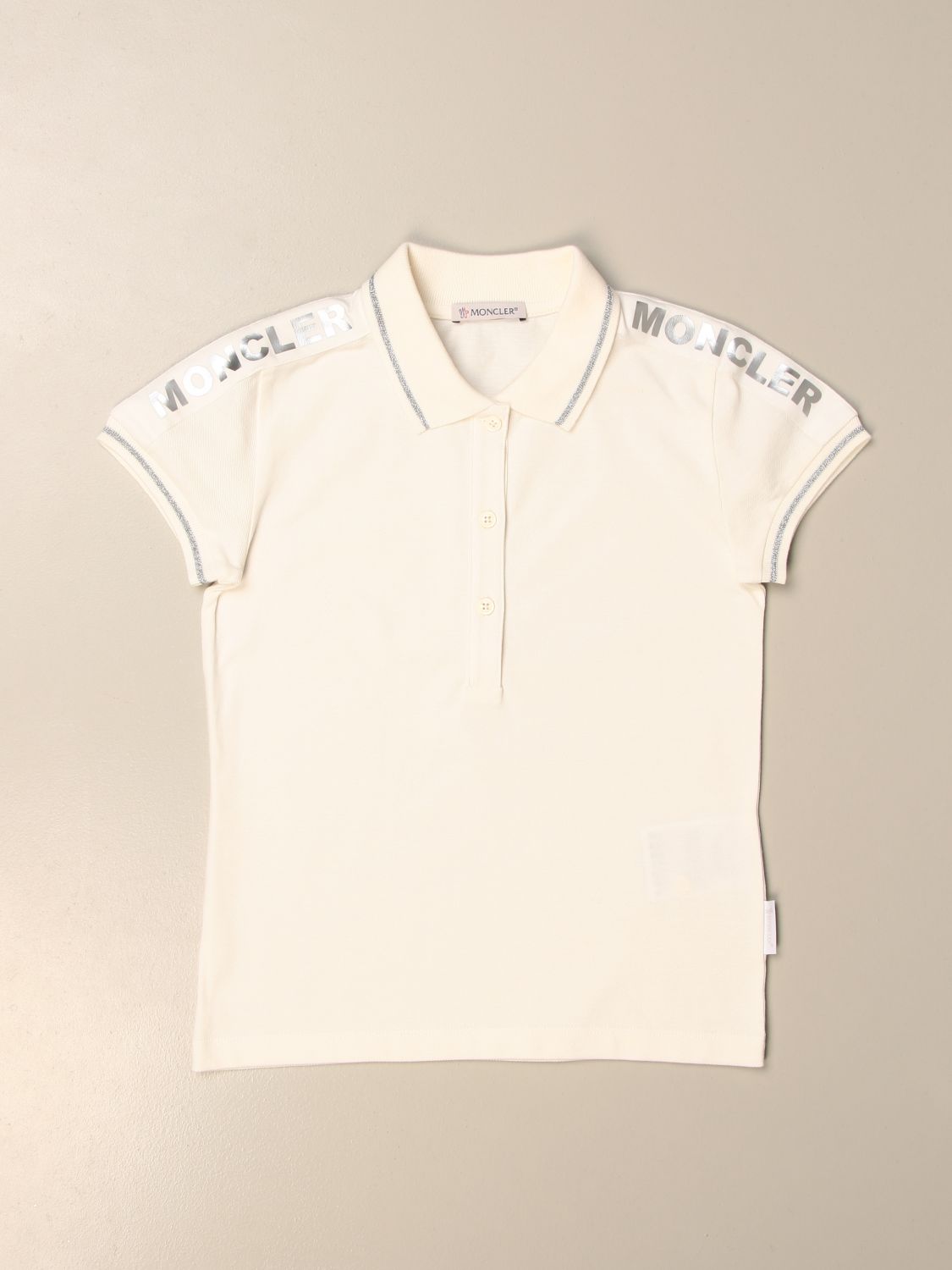 Polo Shirt Moncler: Moncler polo shirt in cotton with laminated logo white 1