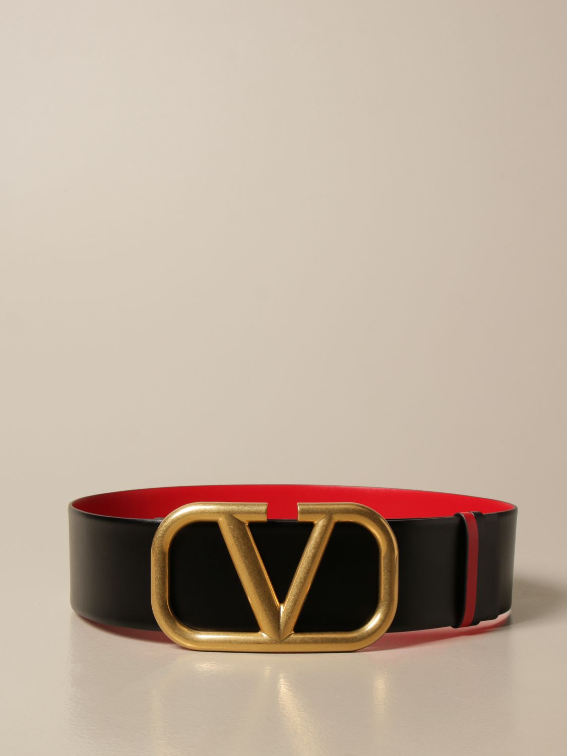 Valentino Garavani Outlet: VLogo leather belt - Black  Valentino Garavani  belt 2W2T0S10ZFR online at