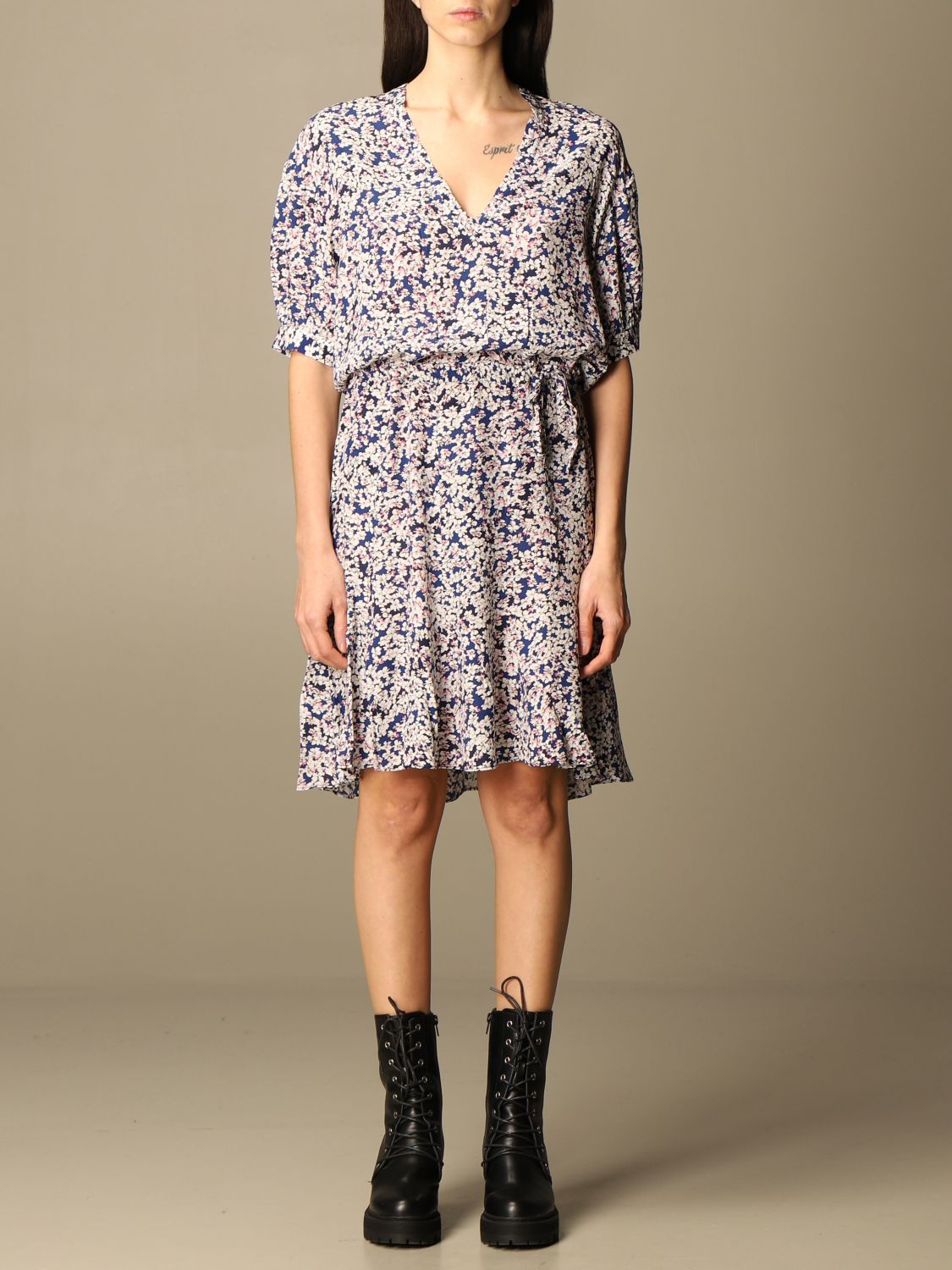 ZADIG & VOLTAIRE: short dress with floral pattern - Blue | Zadig ...
