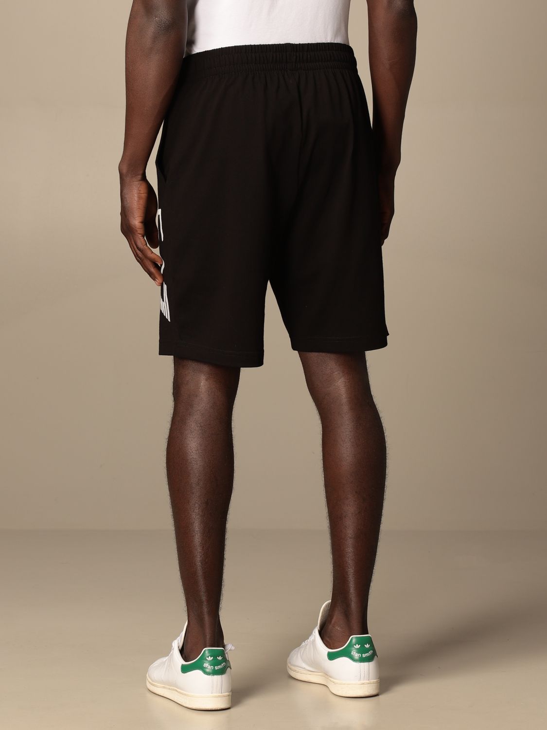 EA7: jogging shorts in stretch cotton with logo | Short Ea7 Men Black ...