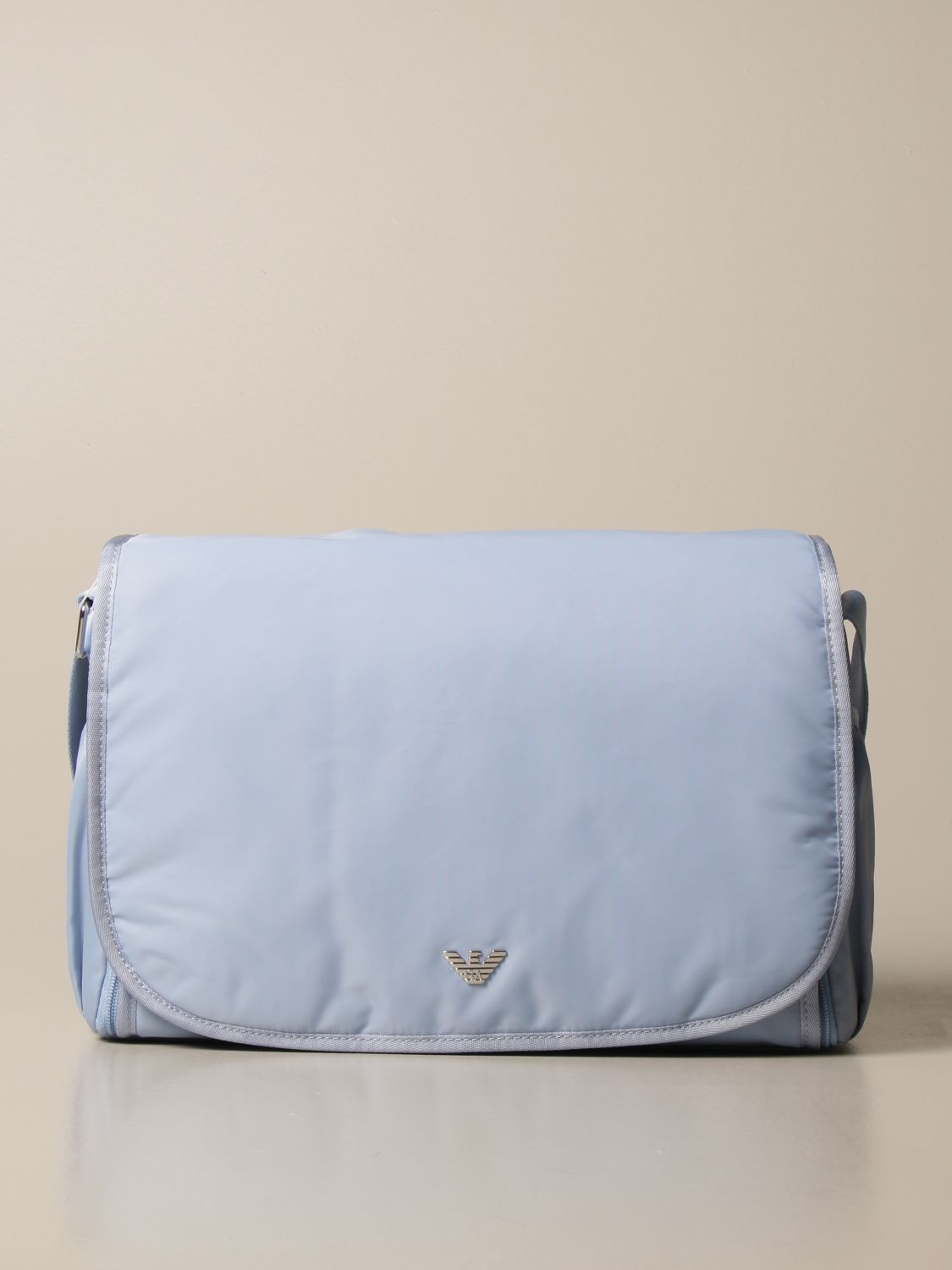 EMPORIO ARMANI: Diaper bag Mama's bag in nylon with logo - Sky Blue |  Emporio Armani bag 402145 CC904 online on 